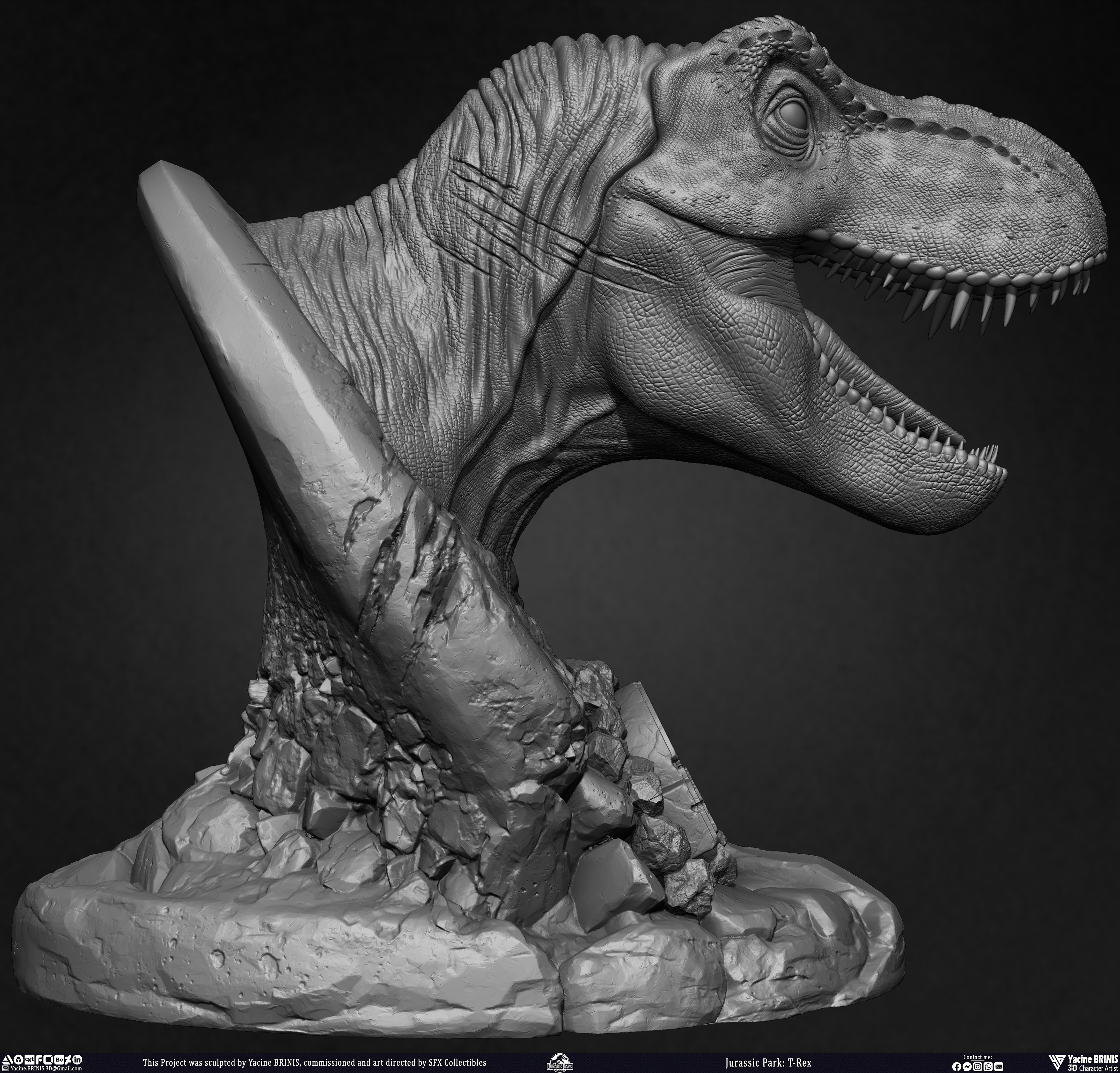 T-Rex Universal Pictures sculpted by Yacine BRINIS 005