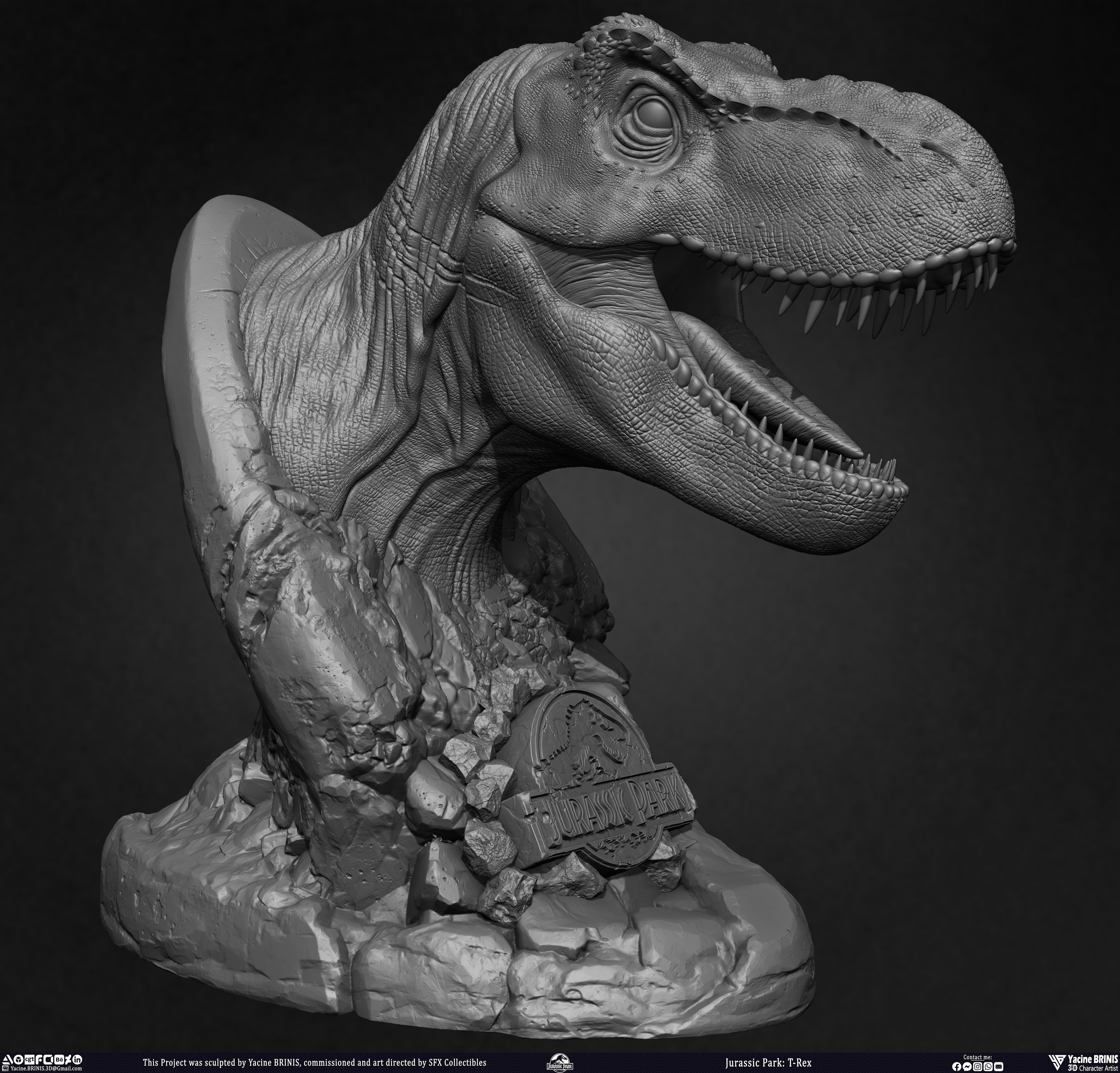 T-Rex Universal Pictures sculpted by Yacine BRINIS 007