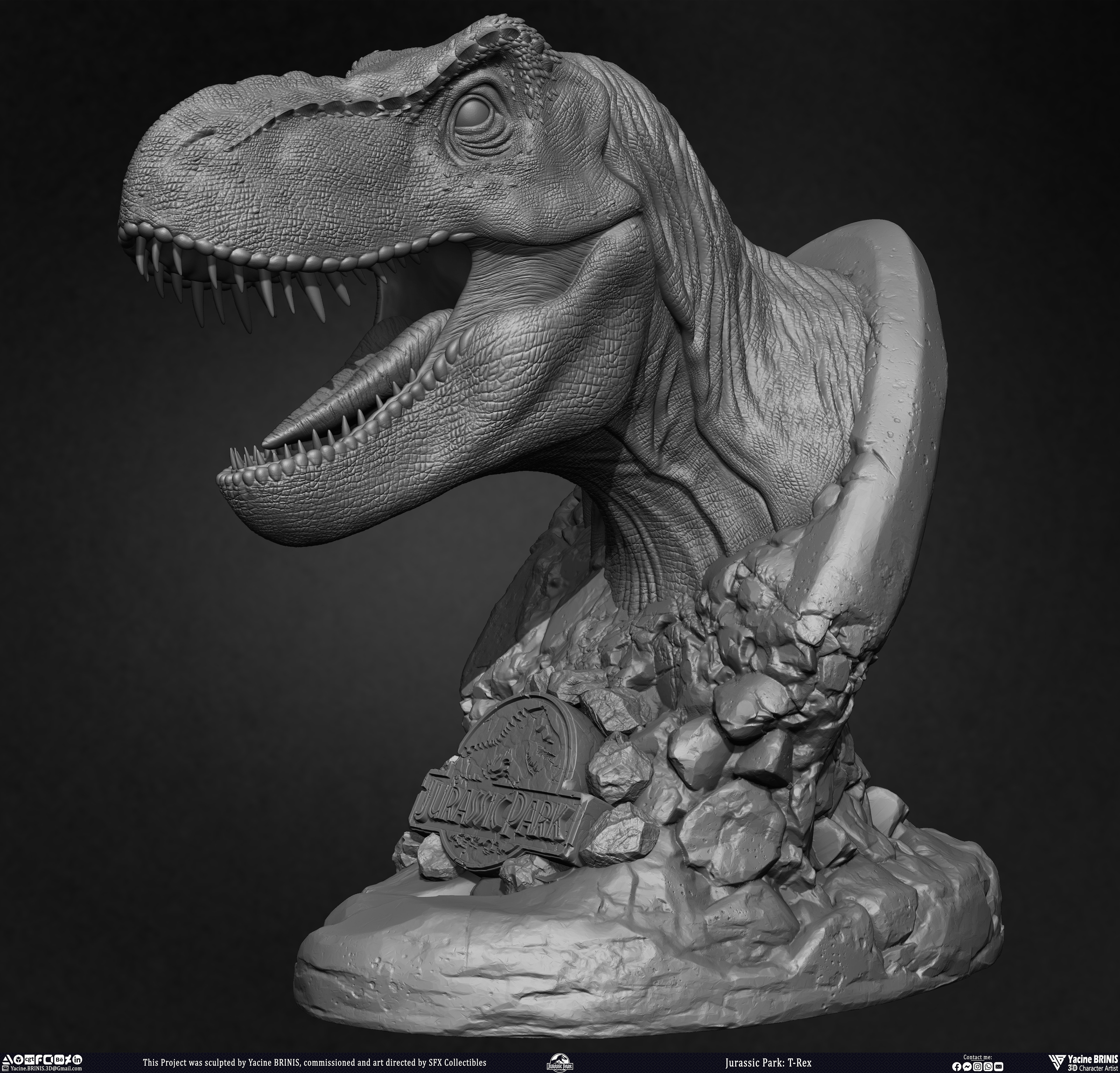 T-Rex Universal Pictures sculpted by Yacine BRINIS 011