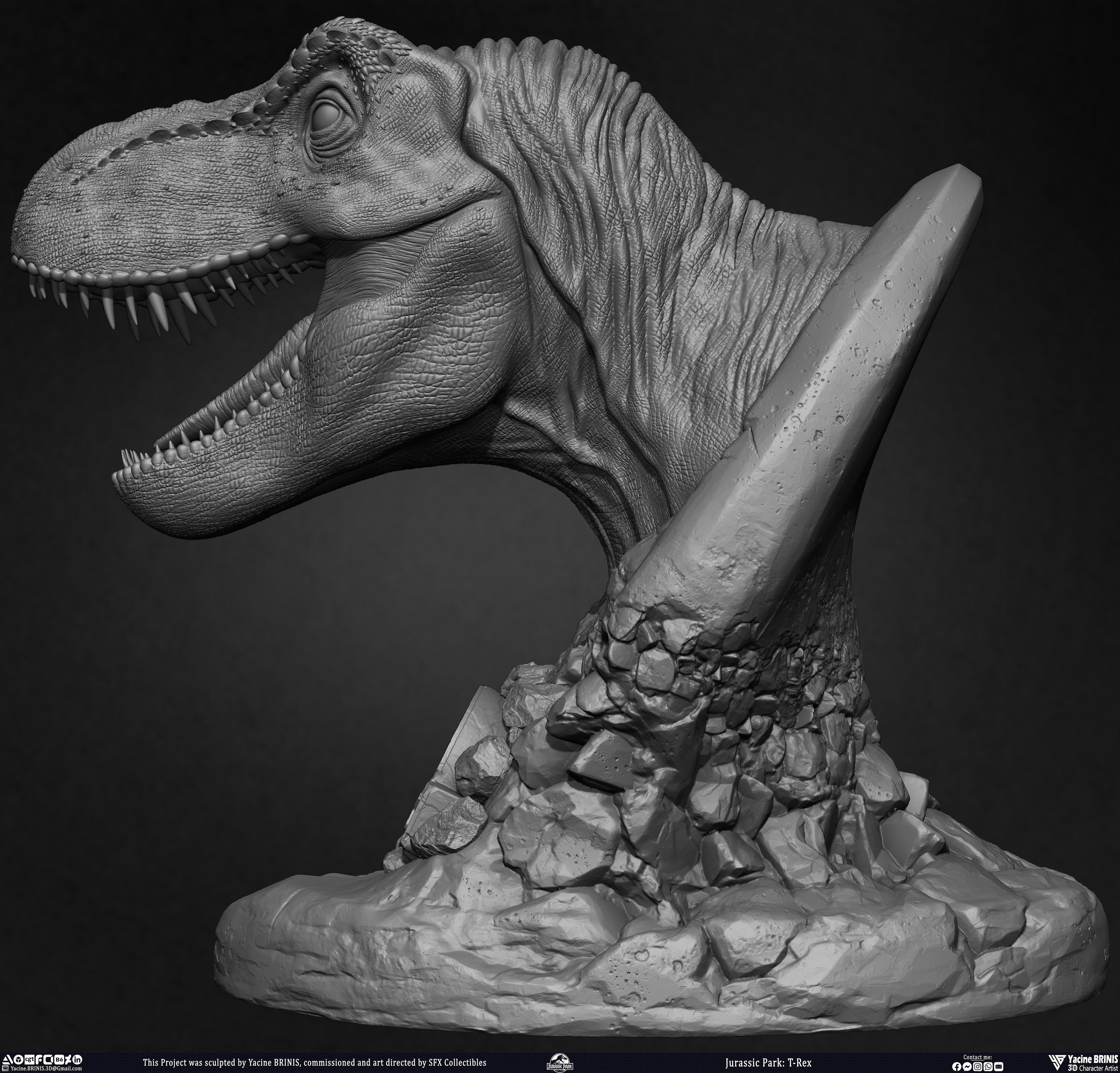 T-Rex Universal Pictures sculpted by Yacine BRINIS 012