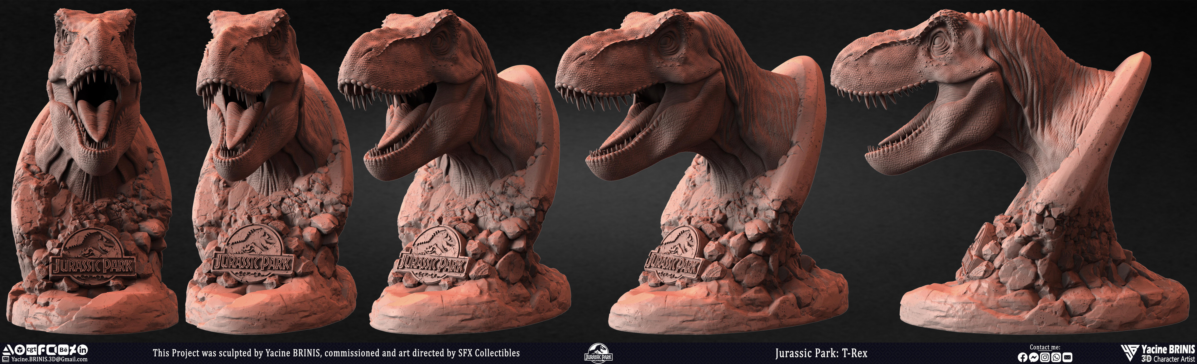T-Rex Universal Pictures sculpted by Yacine BRINIS 014