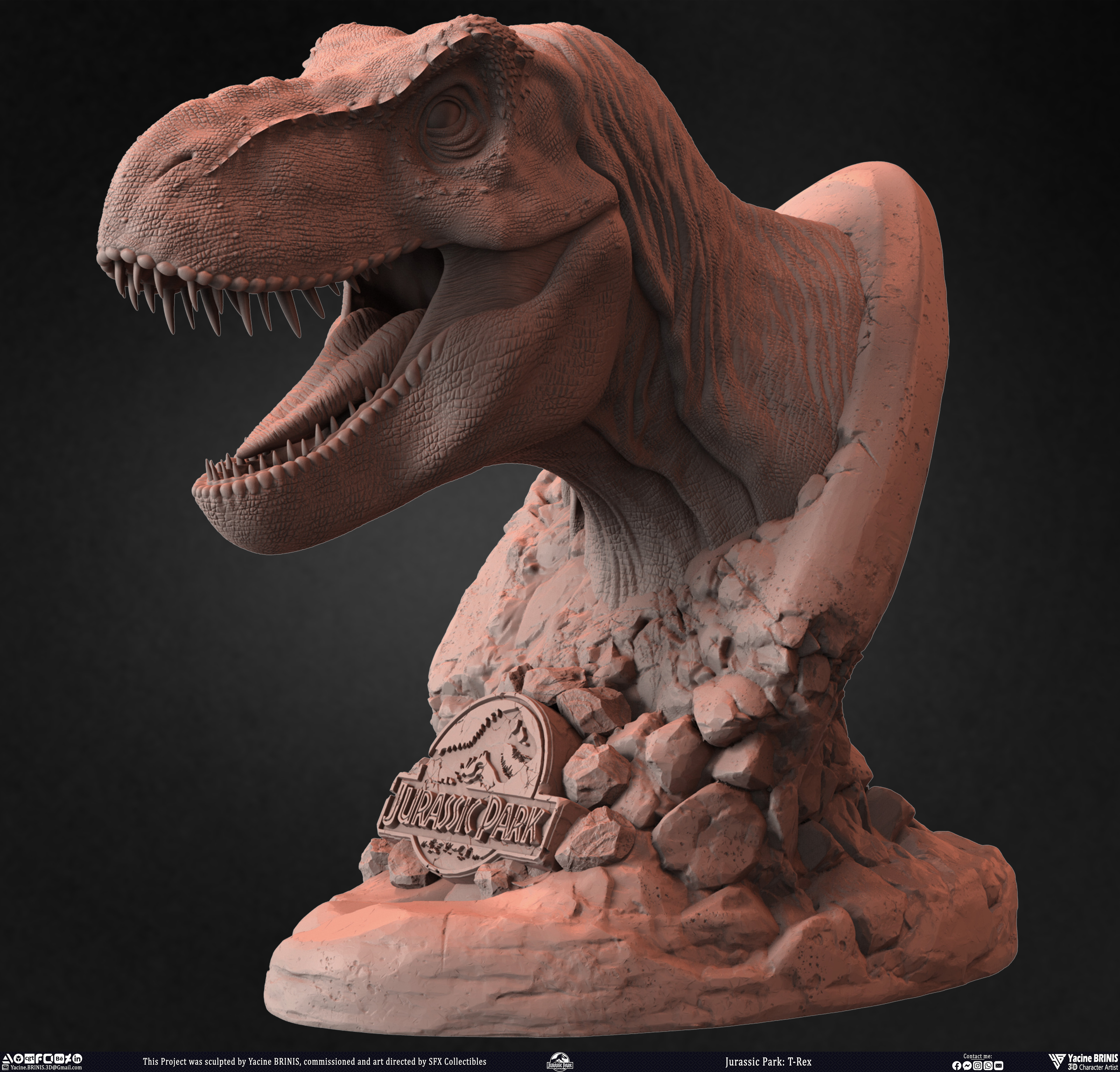 T-Rex Universal Pictures sculpted by Yacine BRINIS 018