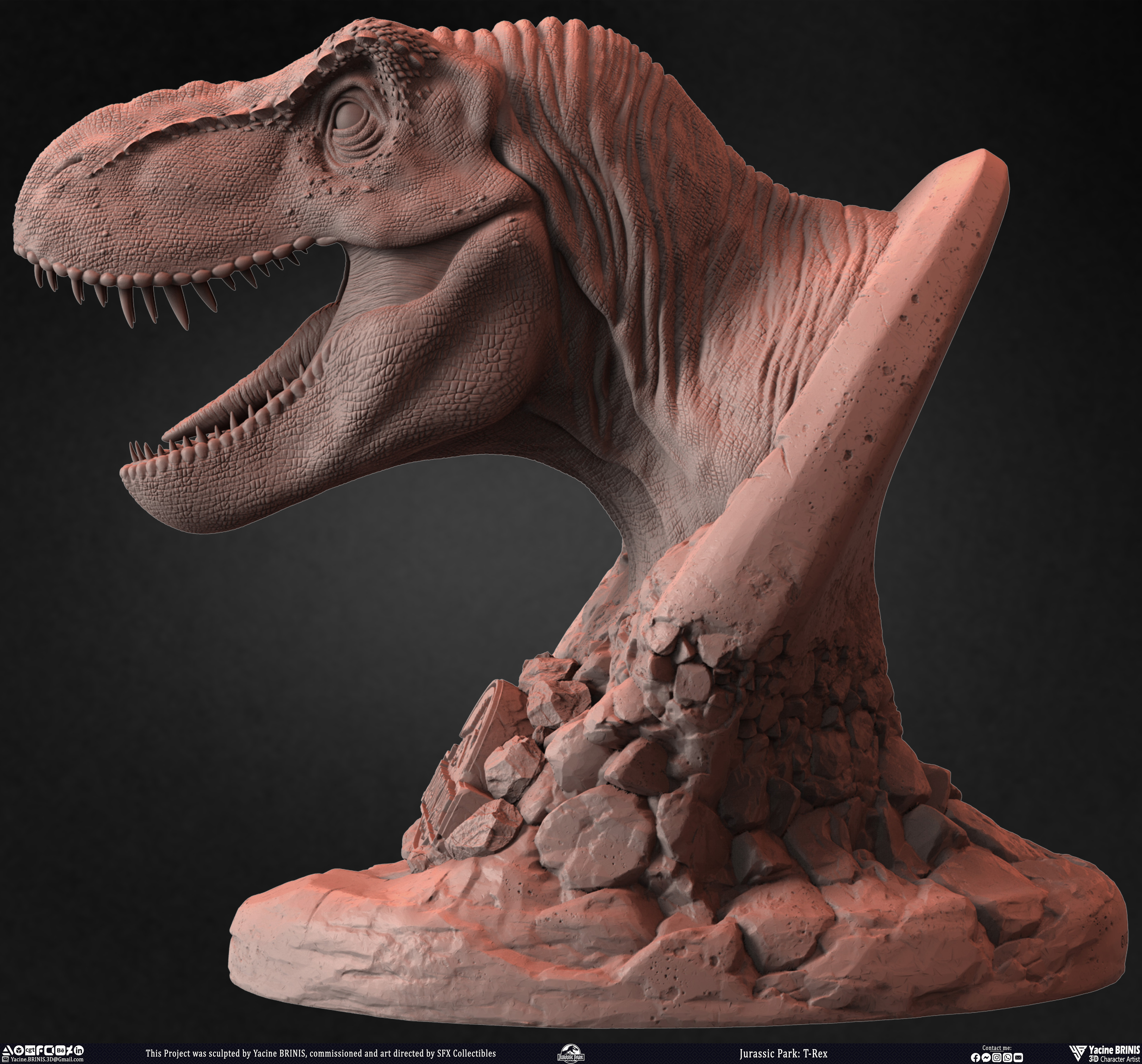 T-Rex Universal Pictures sculpted by Yacine BRINIS 019