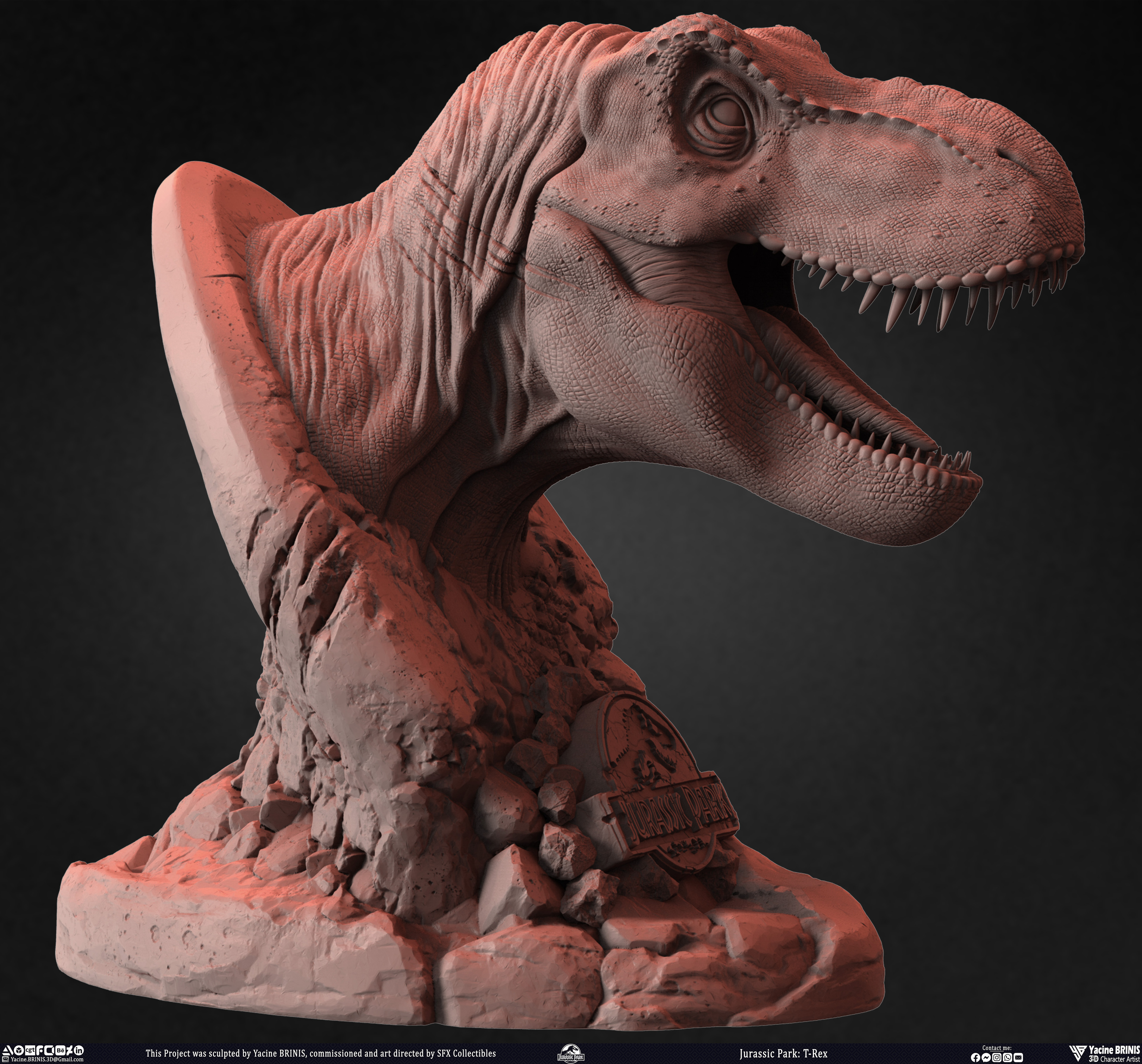 T-Rex Universal Pictures sculpted by Yacine BRINIS 022