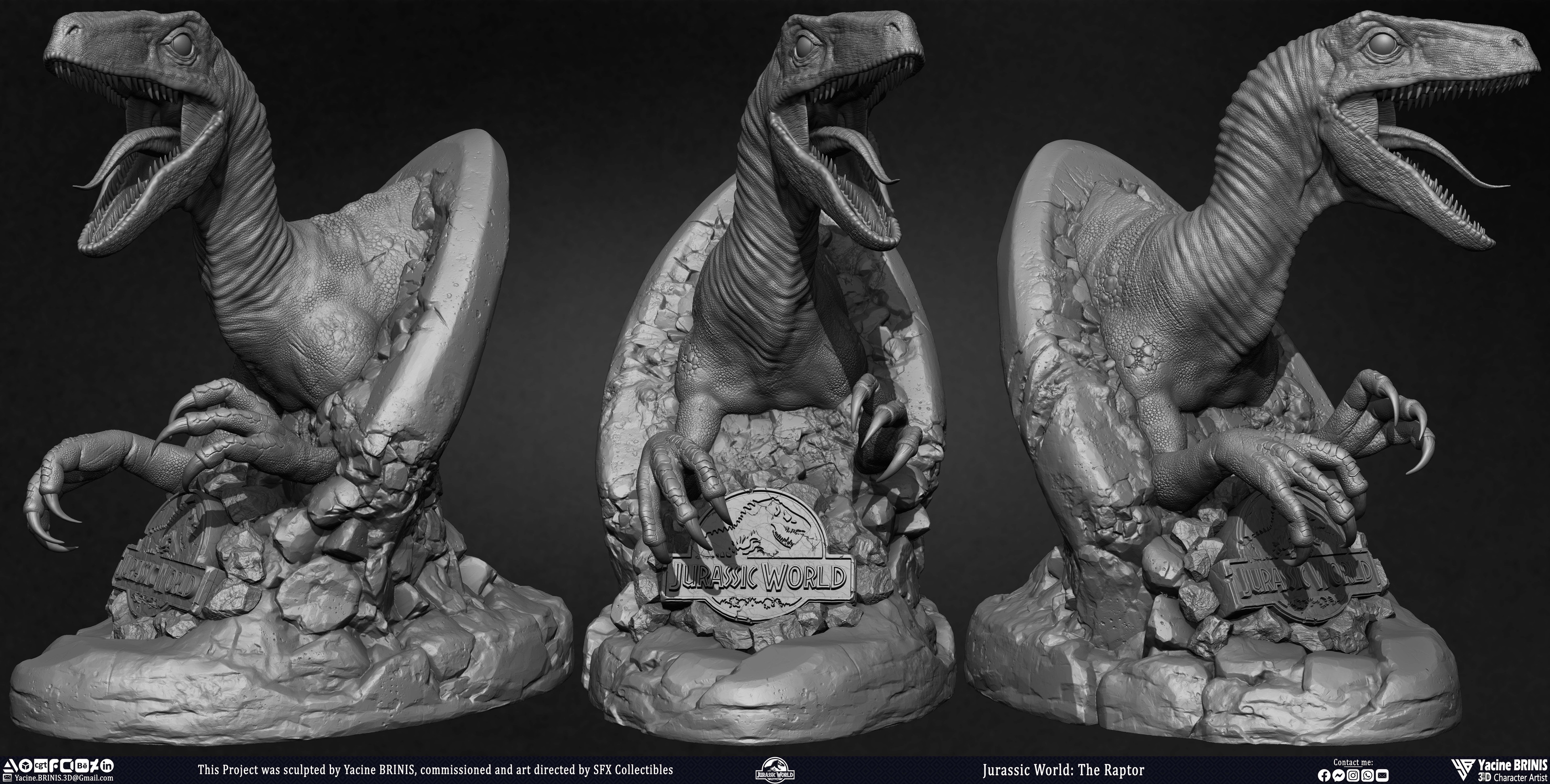 Jurassic World The Raptor sculpted by Yacine BRINIS 002
