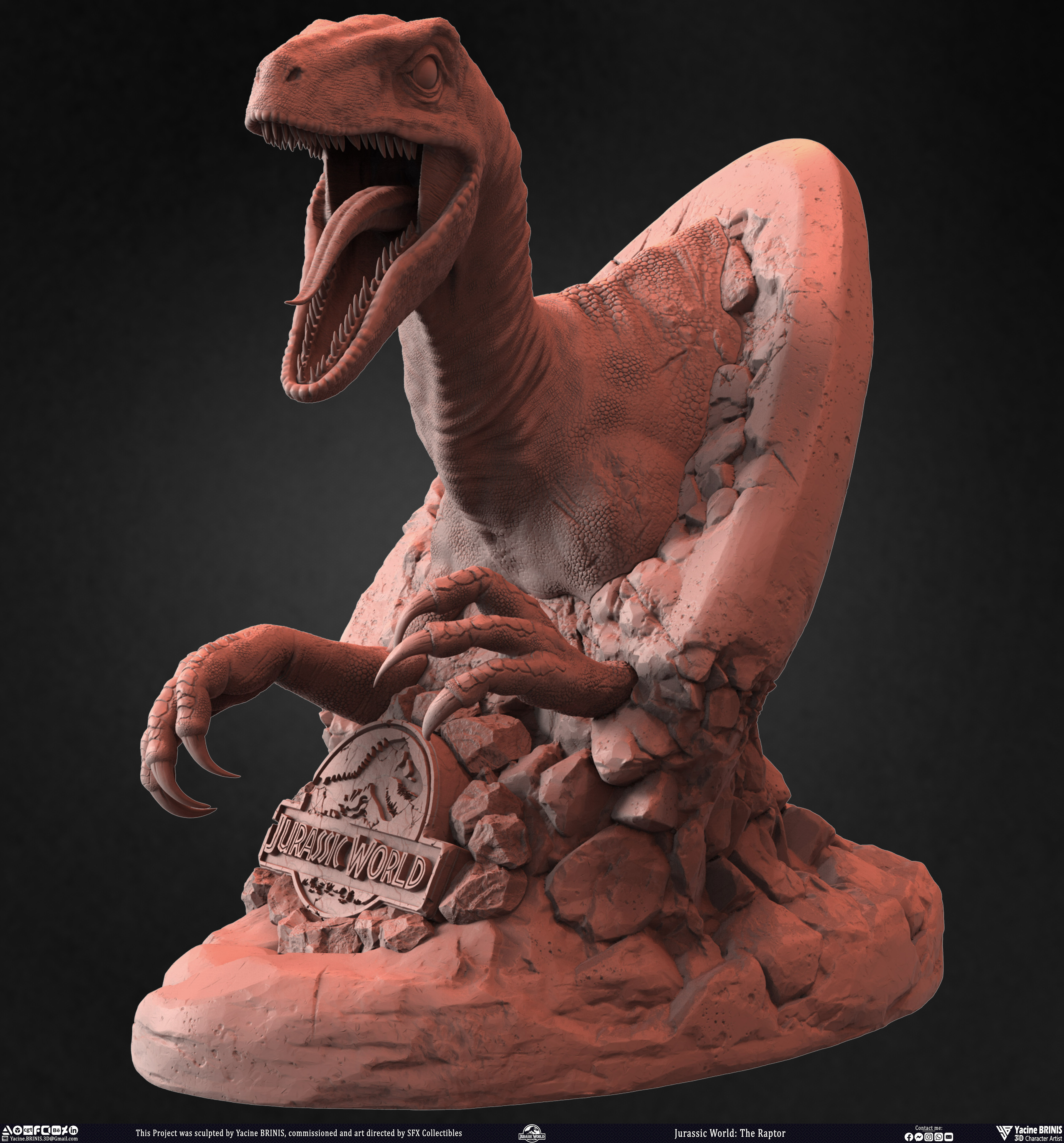 Jurassic World The Raptor sculpted by Yacine BRINIS 019