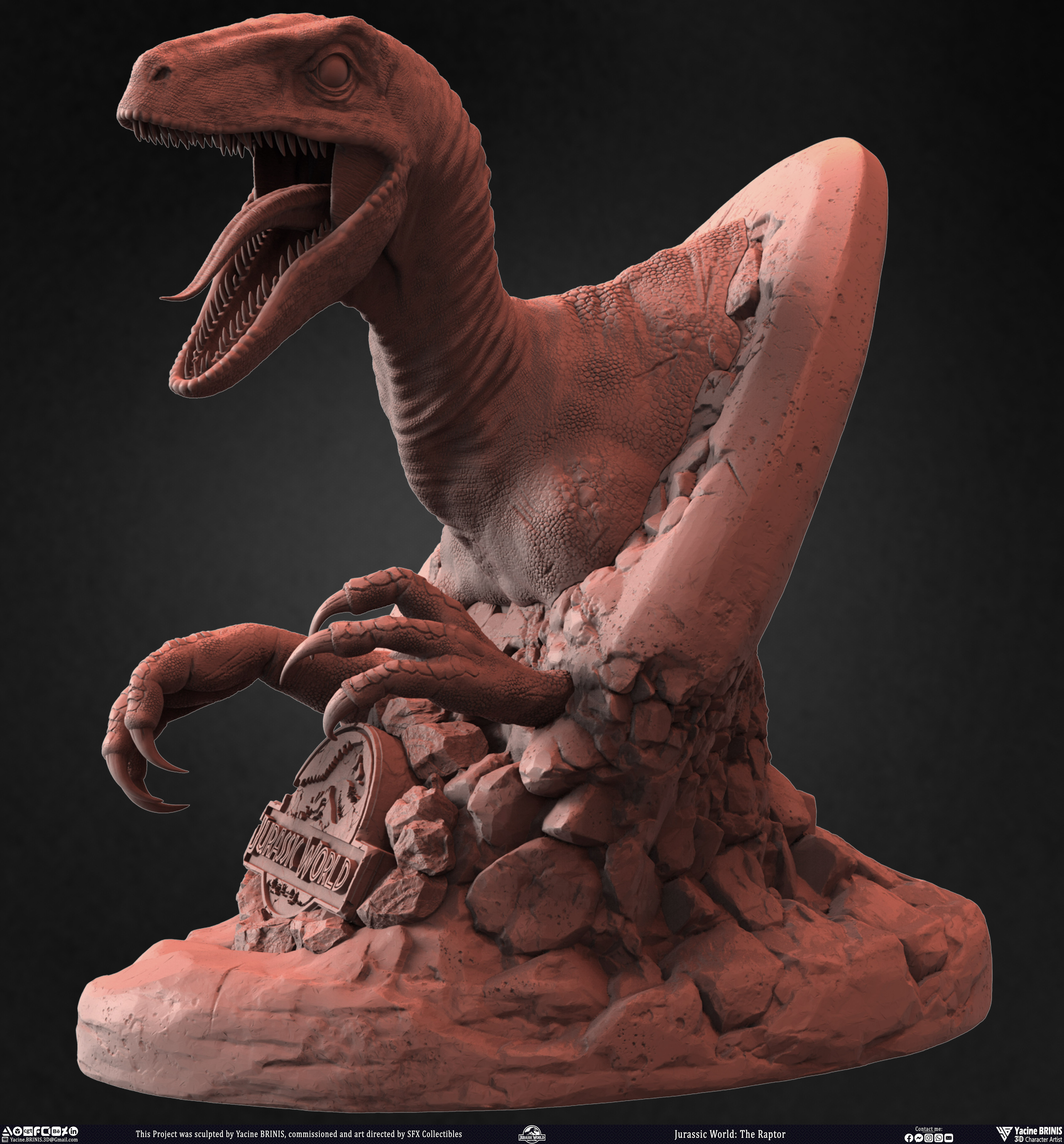 Jurassic World The Raptor sculpted by Yacine BRINIS 020