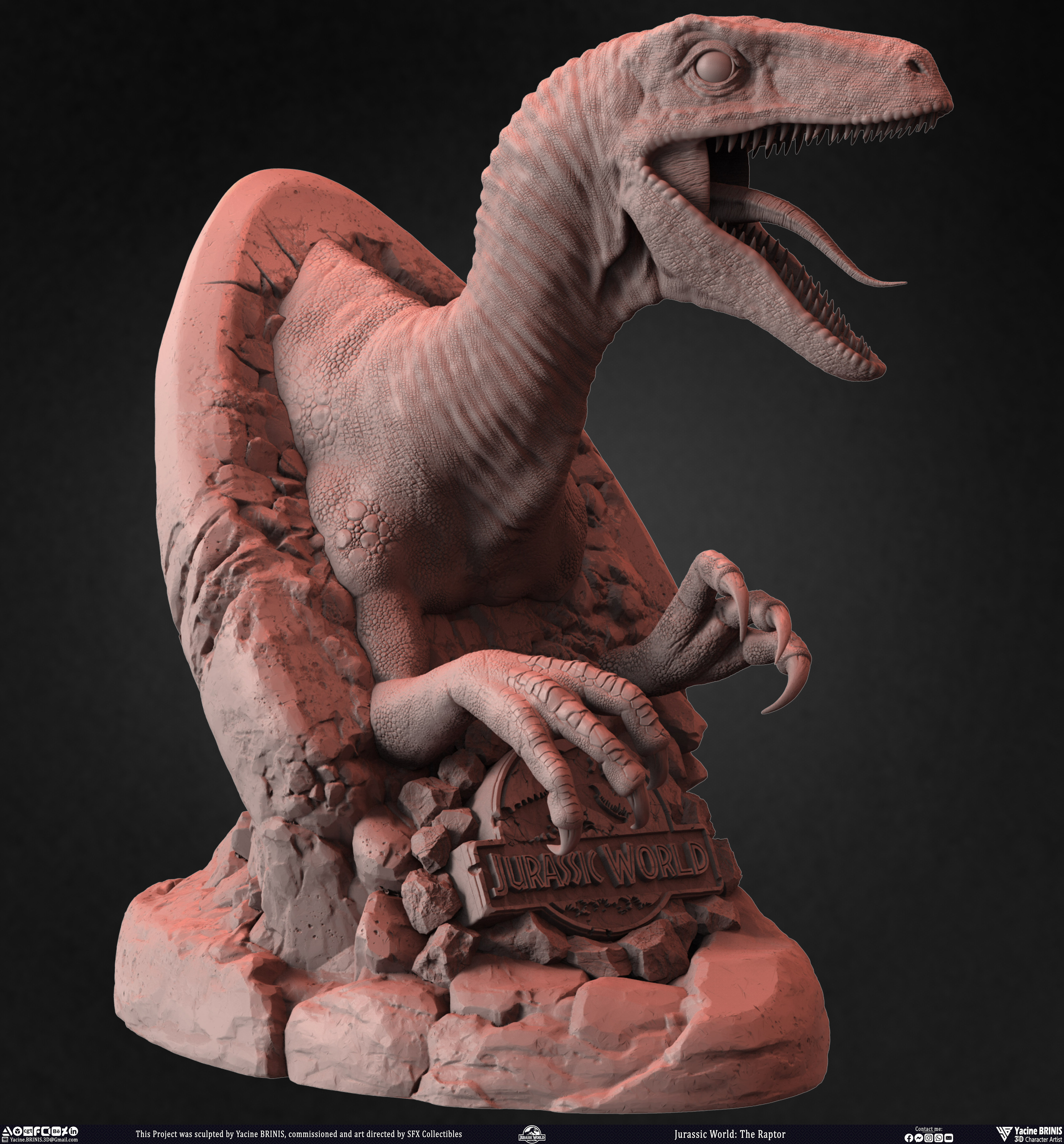 Jurassic World The Raptor sculpted by Yacine BRINIS 023
