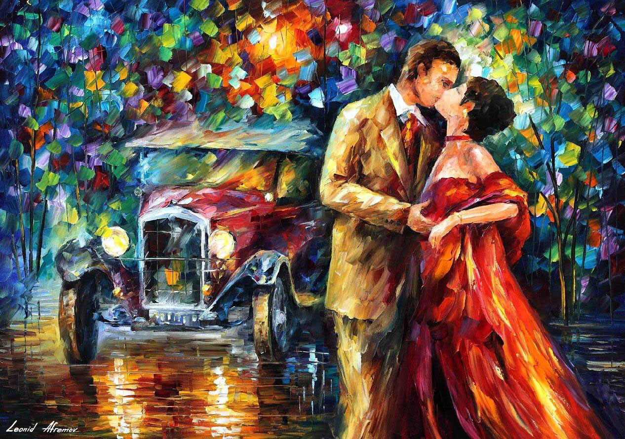 ArtStation - OLD KISS — PALETTE KNIFE Oil Painting On Canvas By Leonid  Afremov