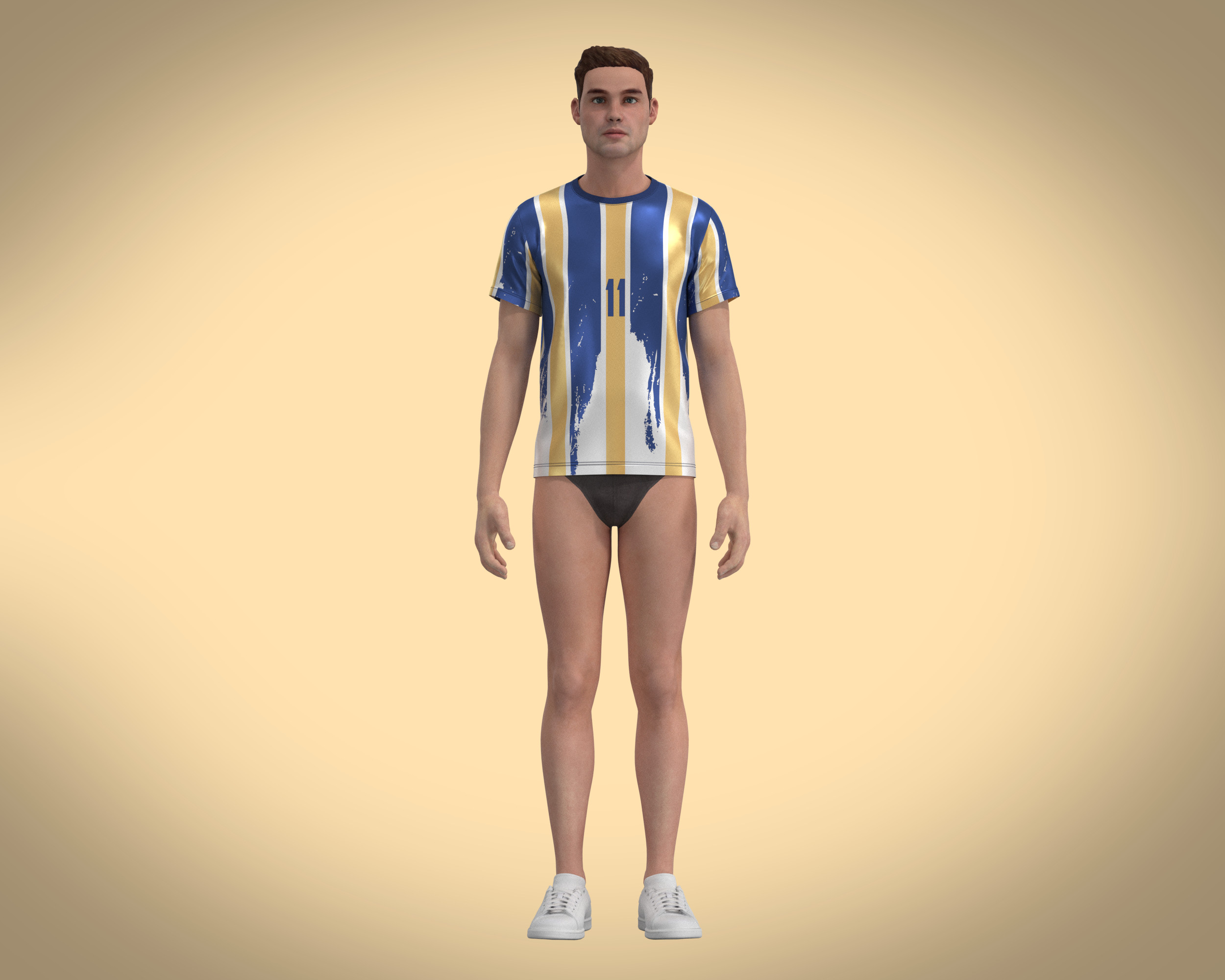 Soccer Football Mustard Yellow With Blue Jersey Player-11 model -  TurboSquid 2038633