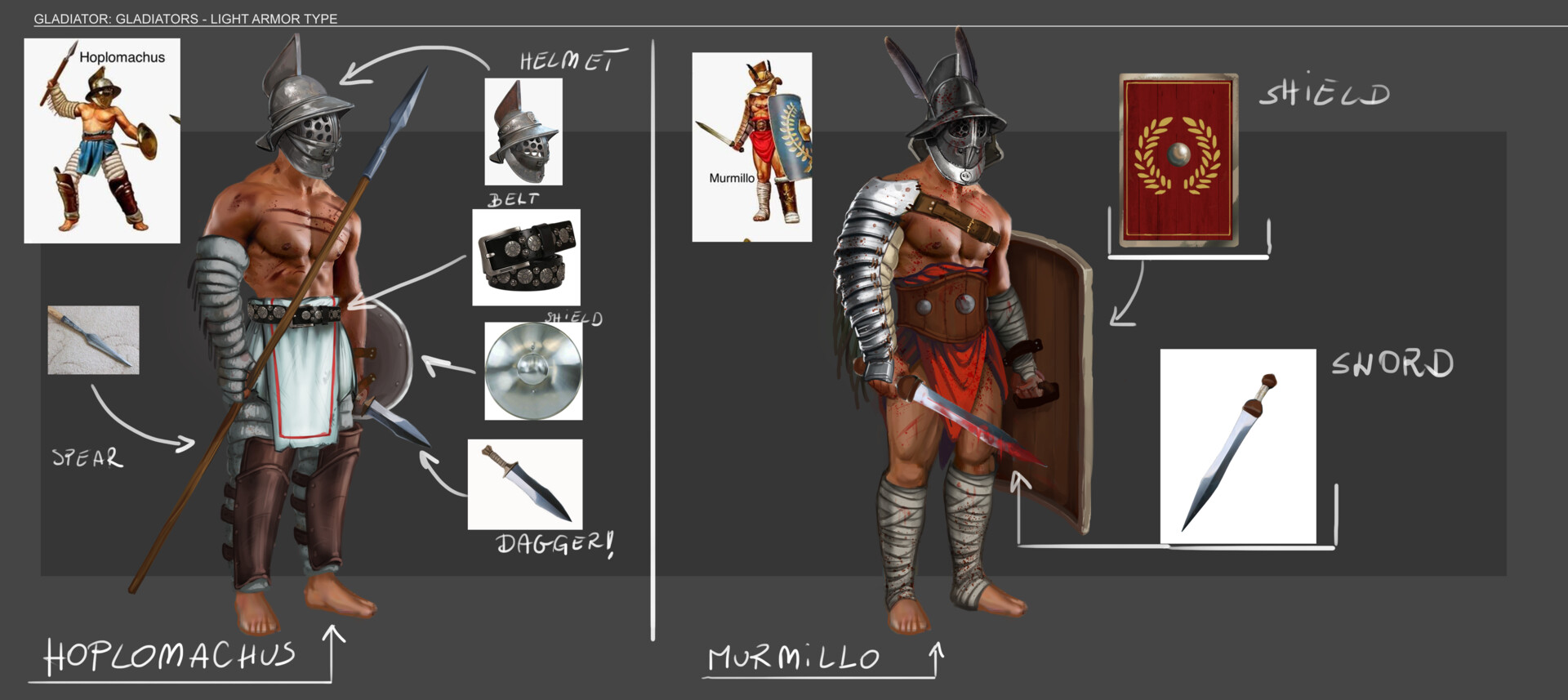 ArtStation - Gladiator: hoplomachus & murmillo type
