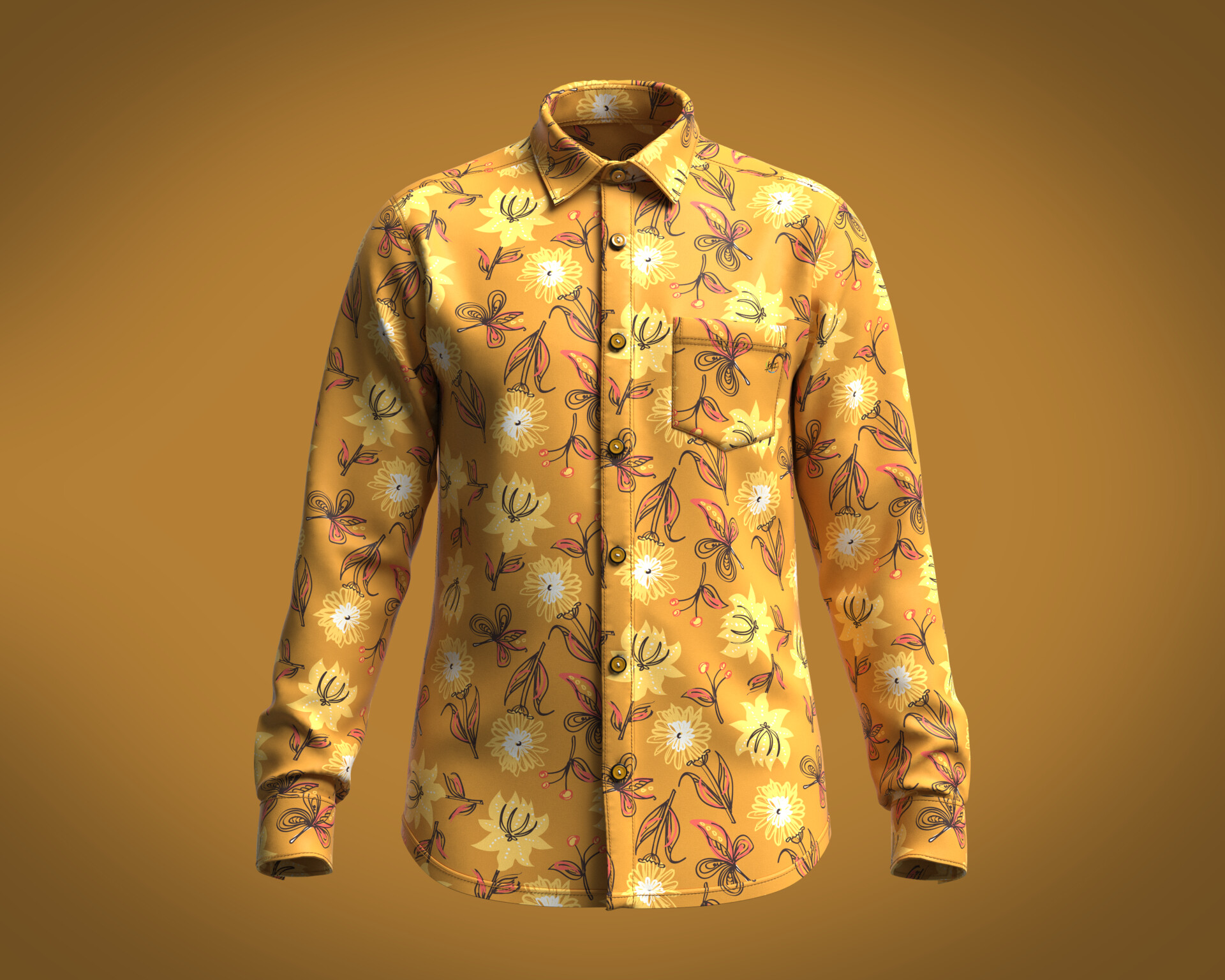 ArtStation - Men's Floral Printed Woven Shirt