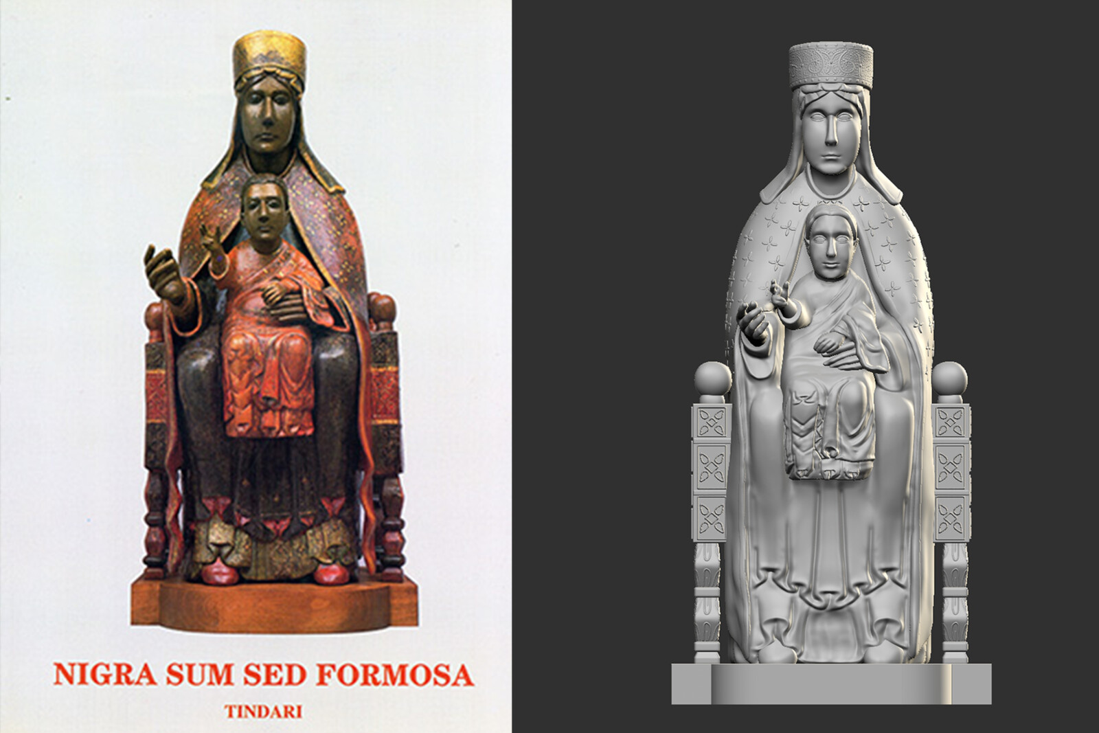 Statua Originale e Modello 3D finale.
Original Statue and Final 3D Model.