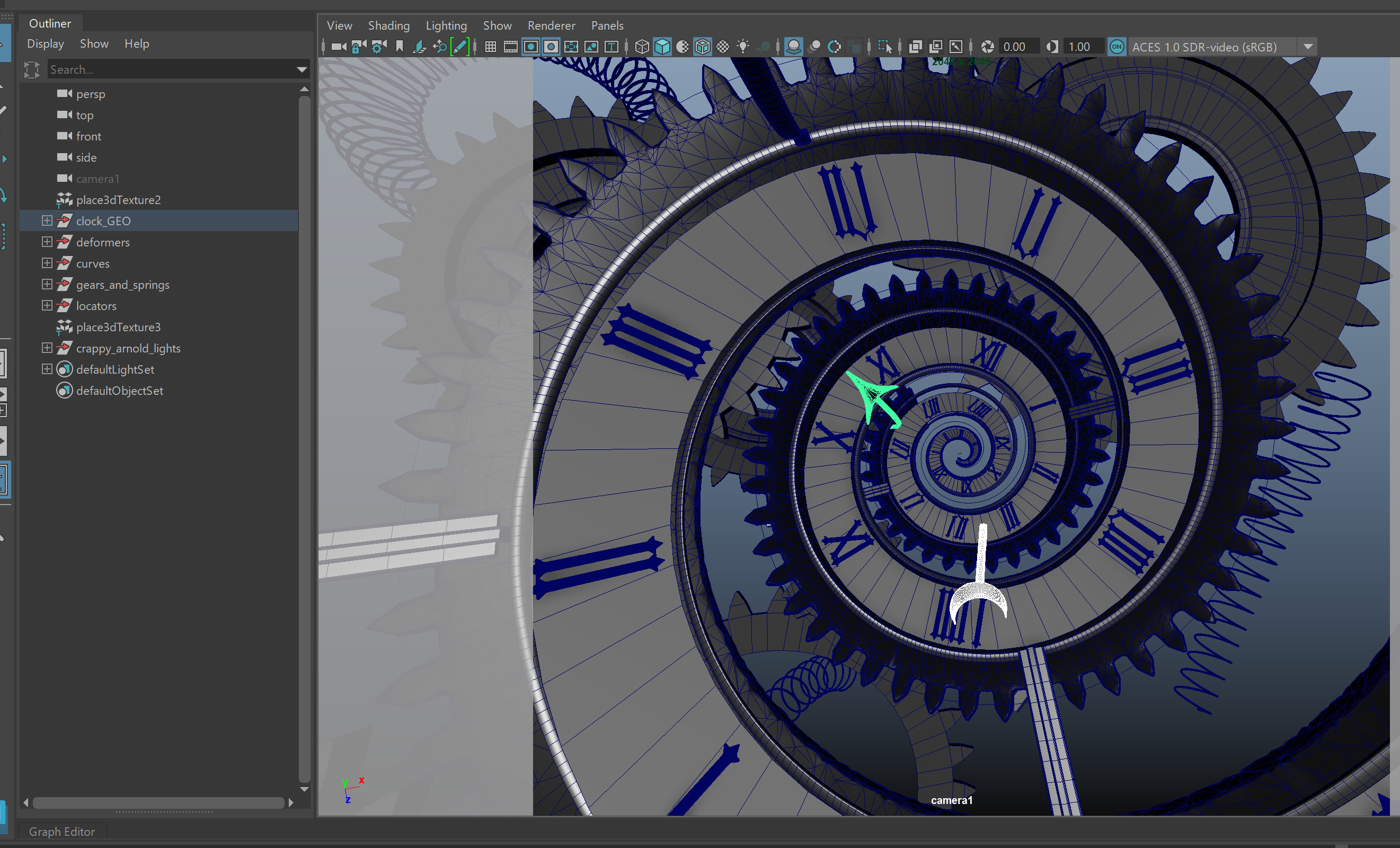 screen grab of the clock rig in Maya