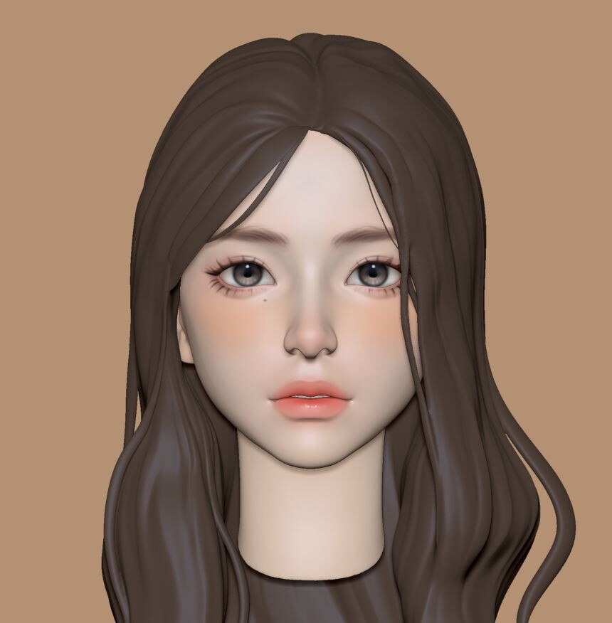 ArtStation - long hair Asian girl