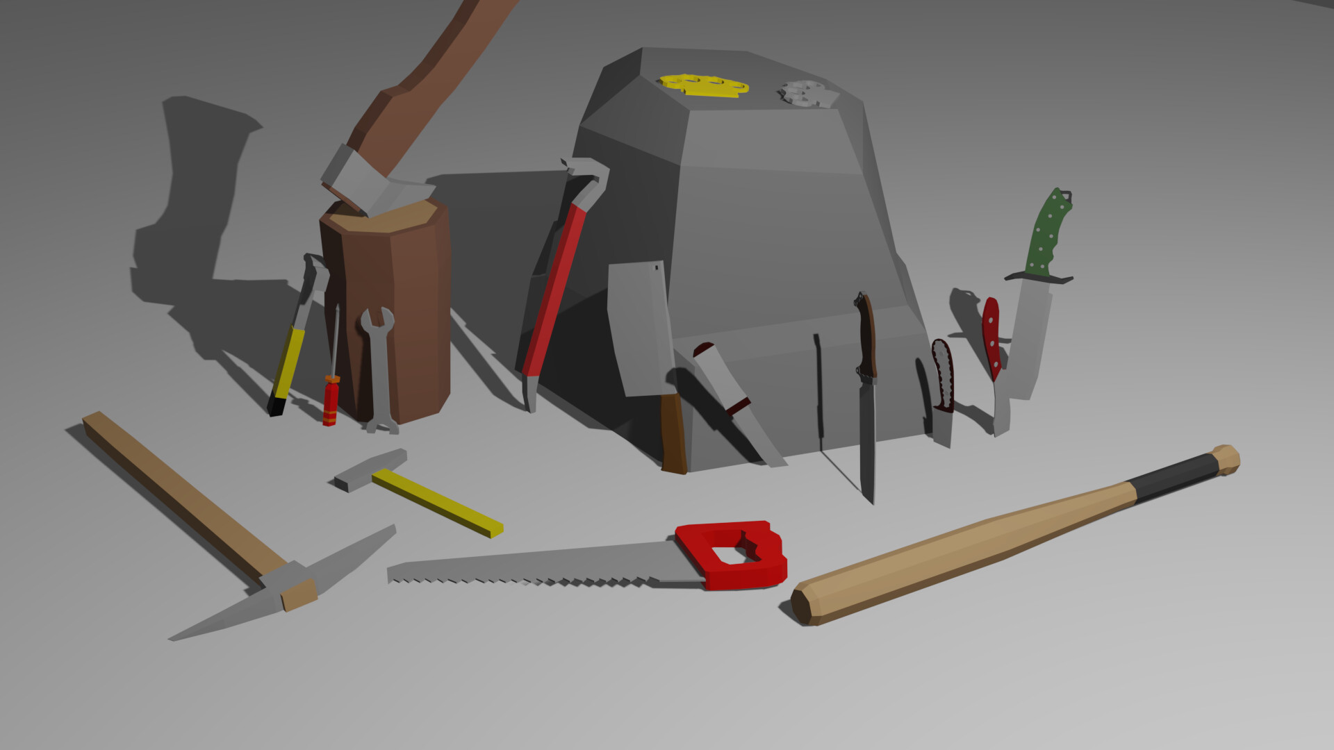 Low Quality Low Poly Tools and Weapons