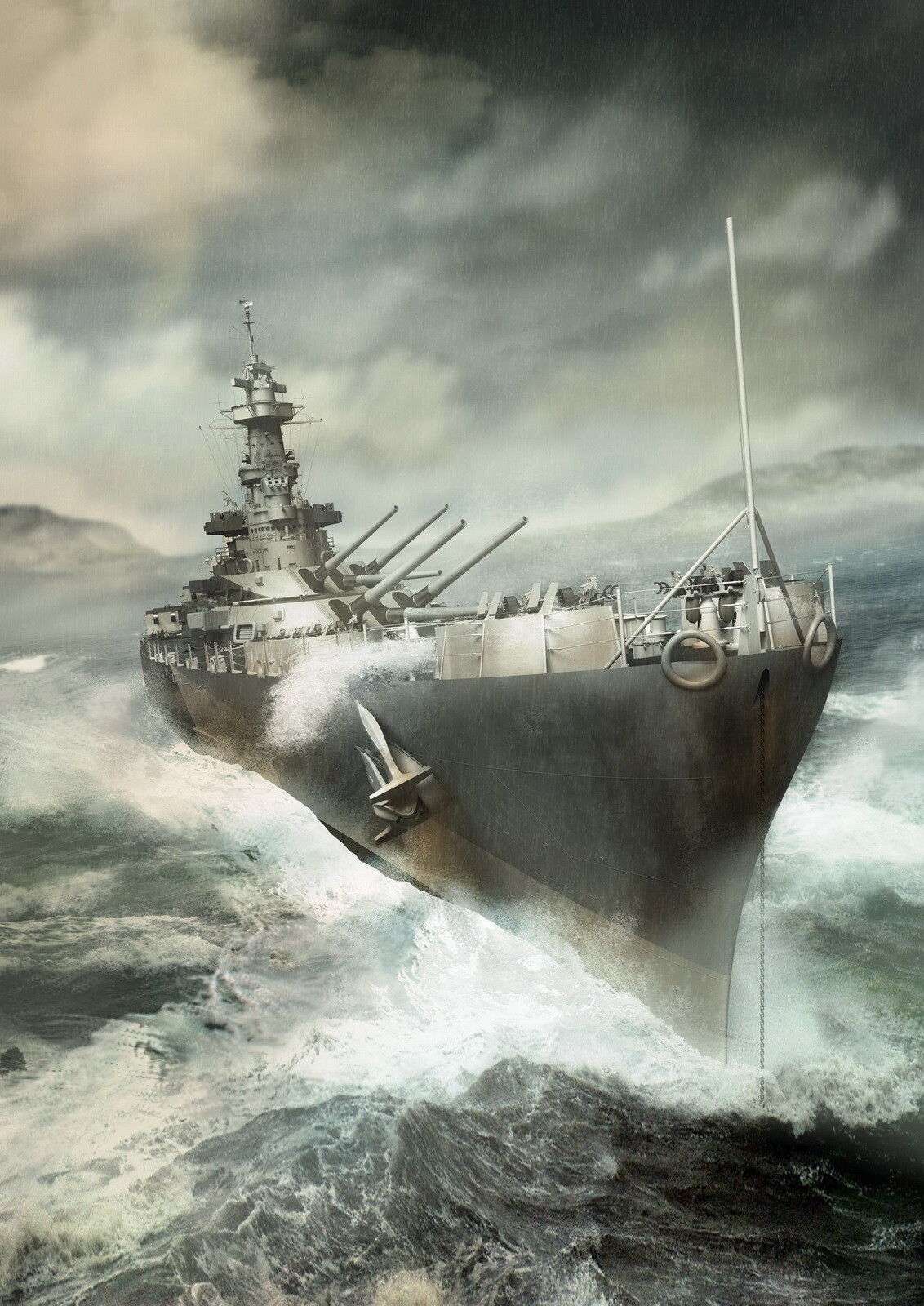 ArtStation - American battleship USS North Carolina (BB-55)