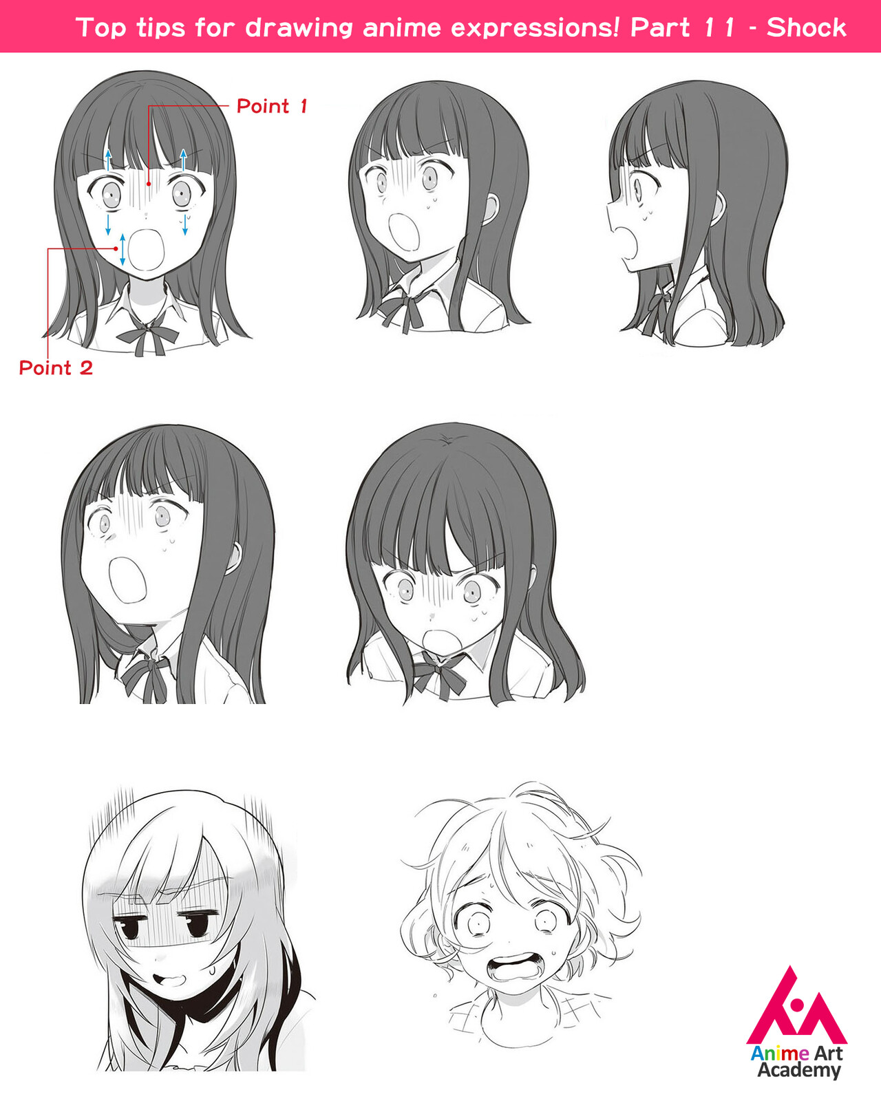 Anime Art Academy - Top tips for drawing anime expressions! Part 11 – Shock
