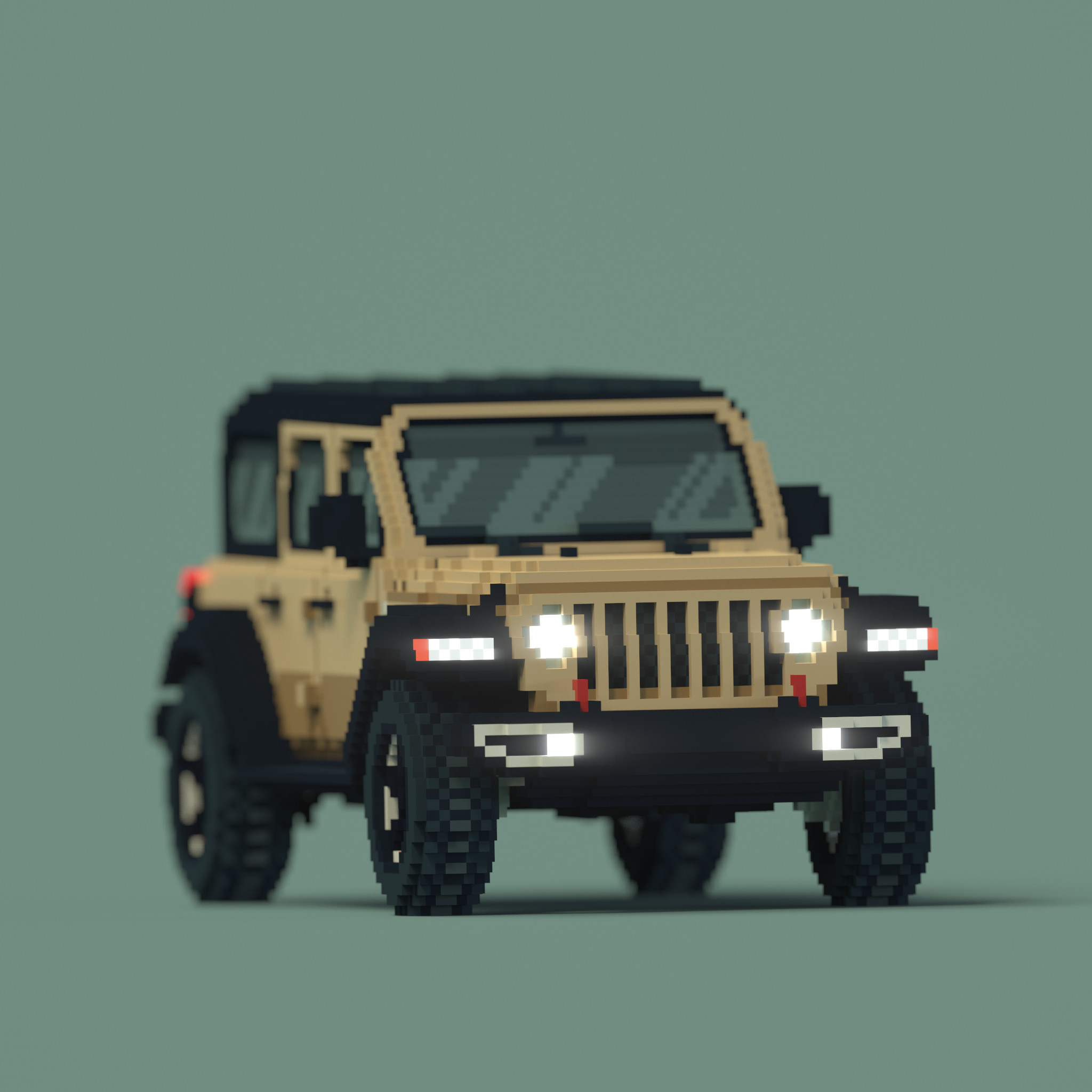 Front angle of voxel 2018 Jeep Wrangler  Unlimited.