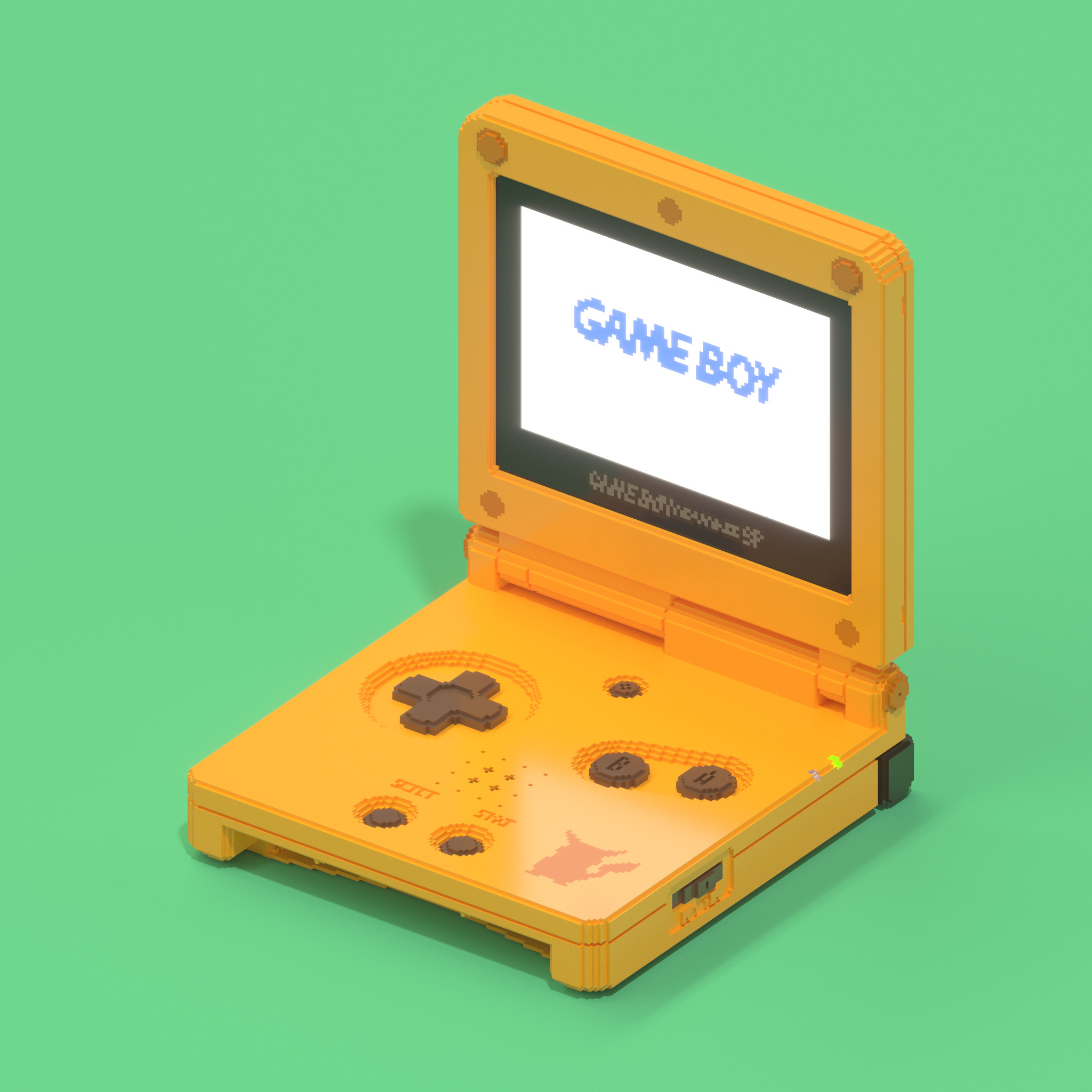 Voxel model on a Nintendo Game Boy Advance SP AGS-101.