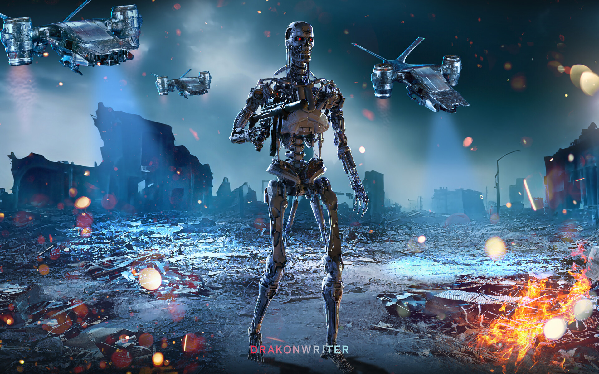 Artstation the future war terminator t 800 and hk aerials