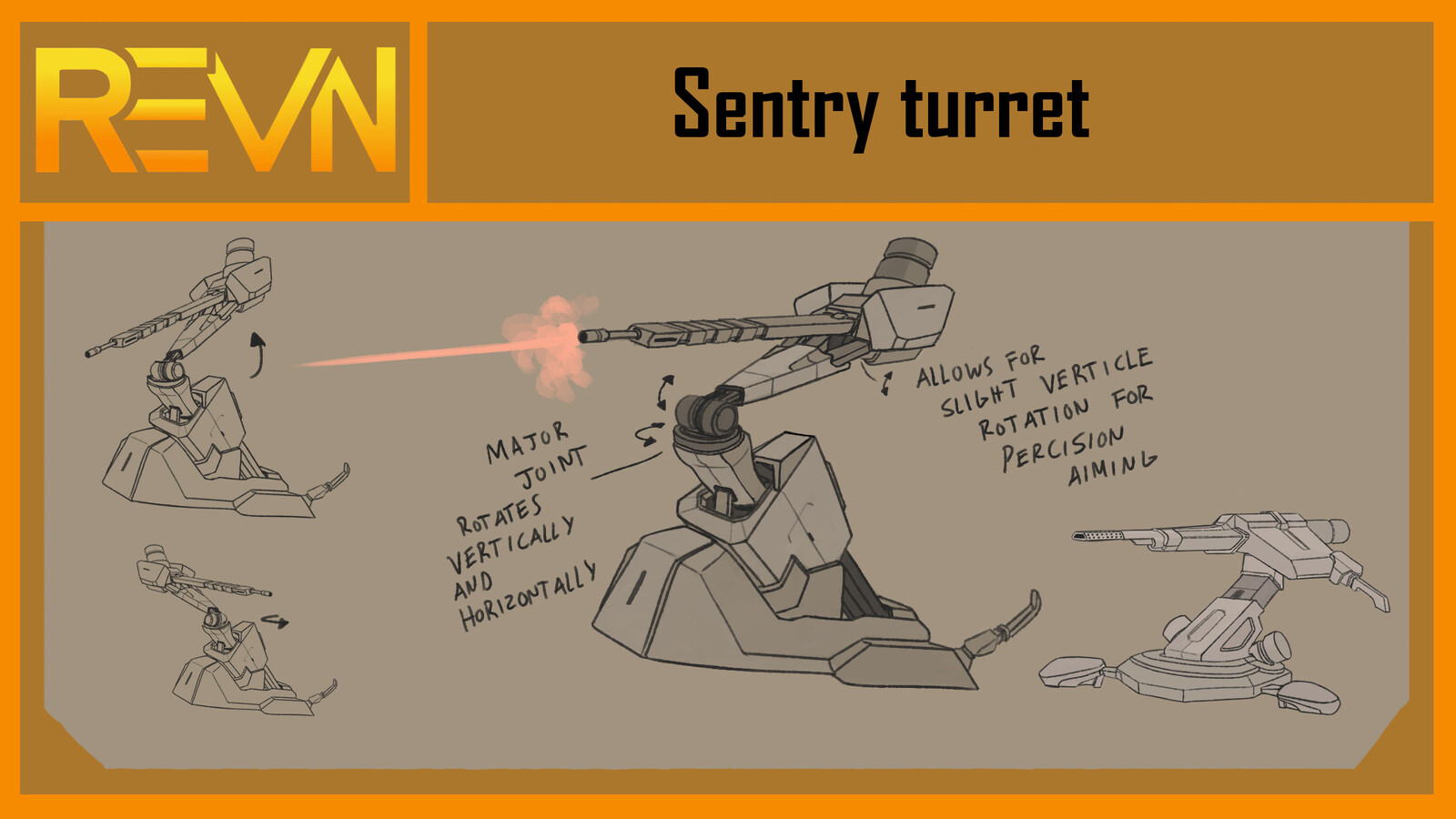 Concepts for a sentry turret that a player would use as an ability. 