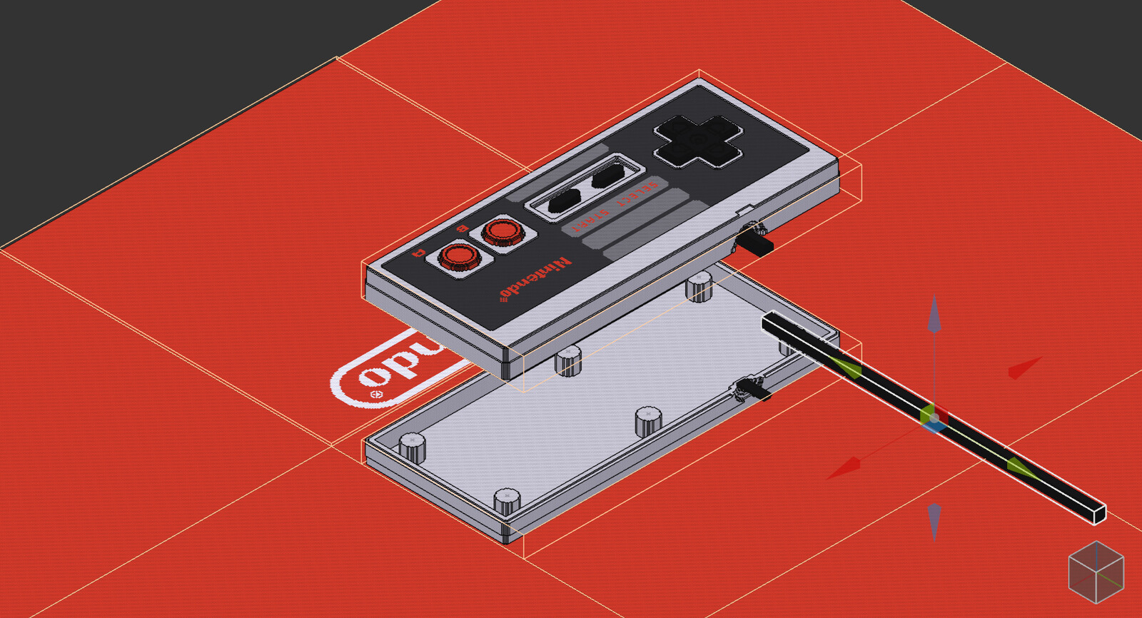 Working model viewport of the NES gamepad within Magicavoxel.