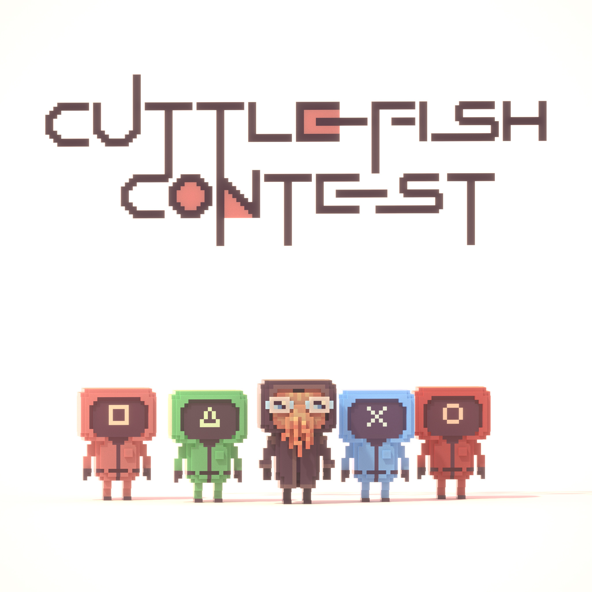 Character and logo design detail render of Cuttlefish Contest.