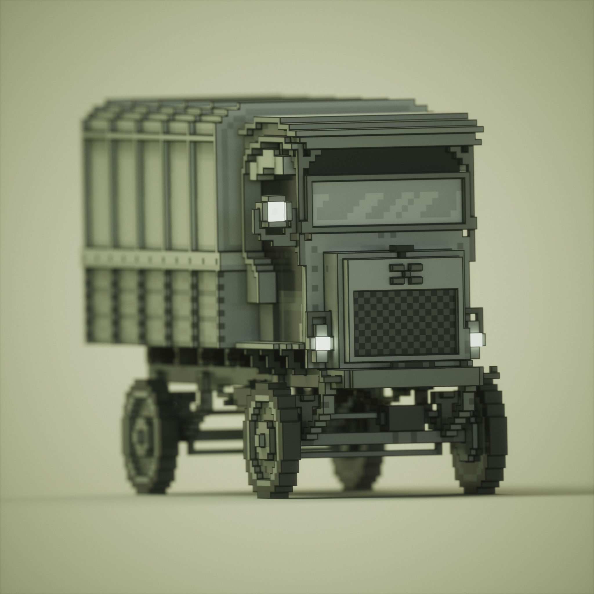 Close up rendering of the Jeffery \ Nash with focus placed on the cab and front frame assemblies.