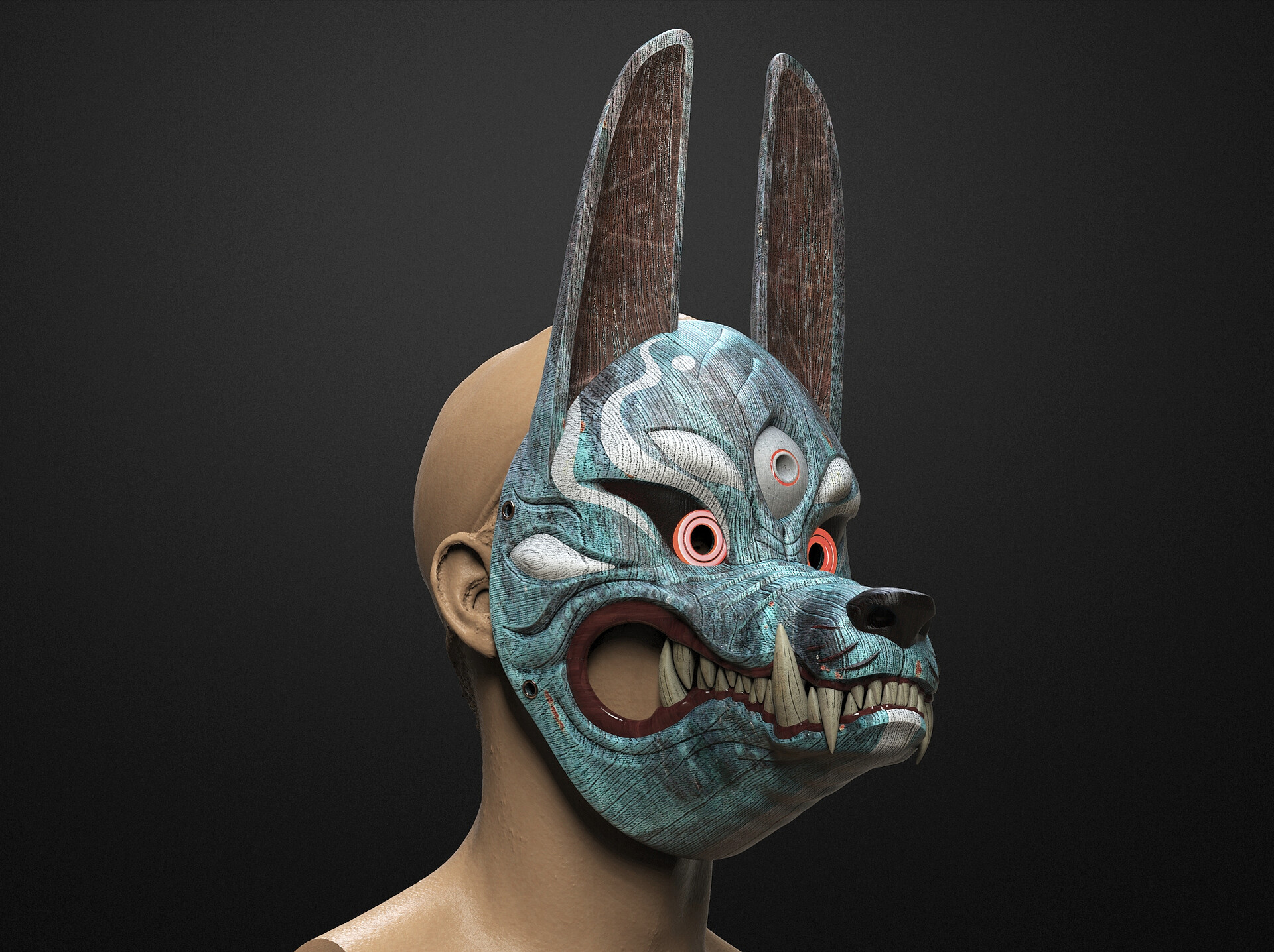 ArtStation Kitsune mask from Ghost of Tsushima for 3D print