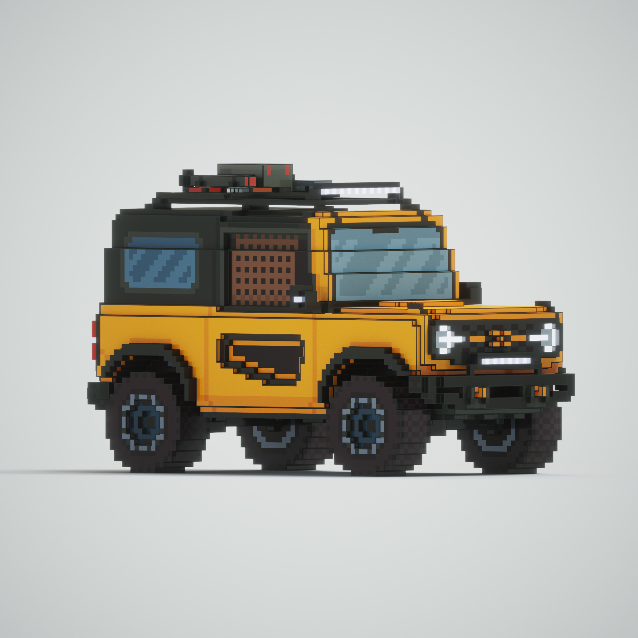 Voxel 2021 Ford Bronco Sasquatch Package created and rendered using Magicavoxel.
