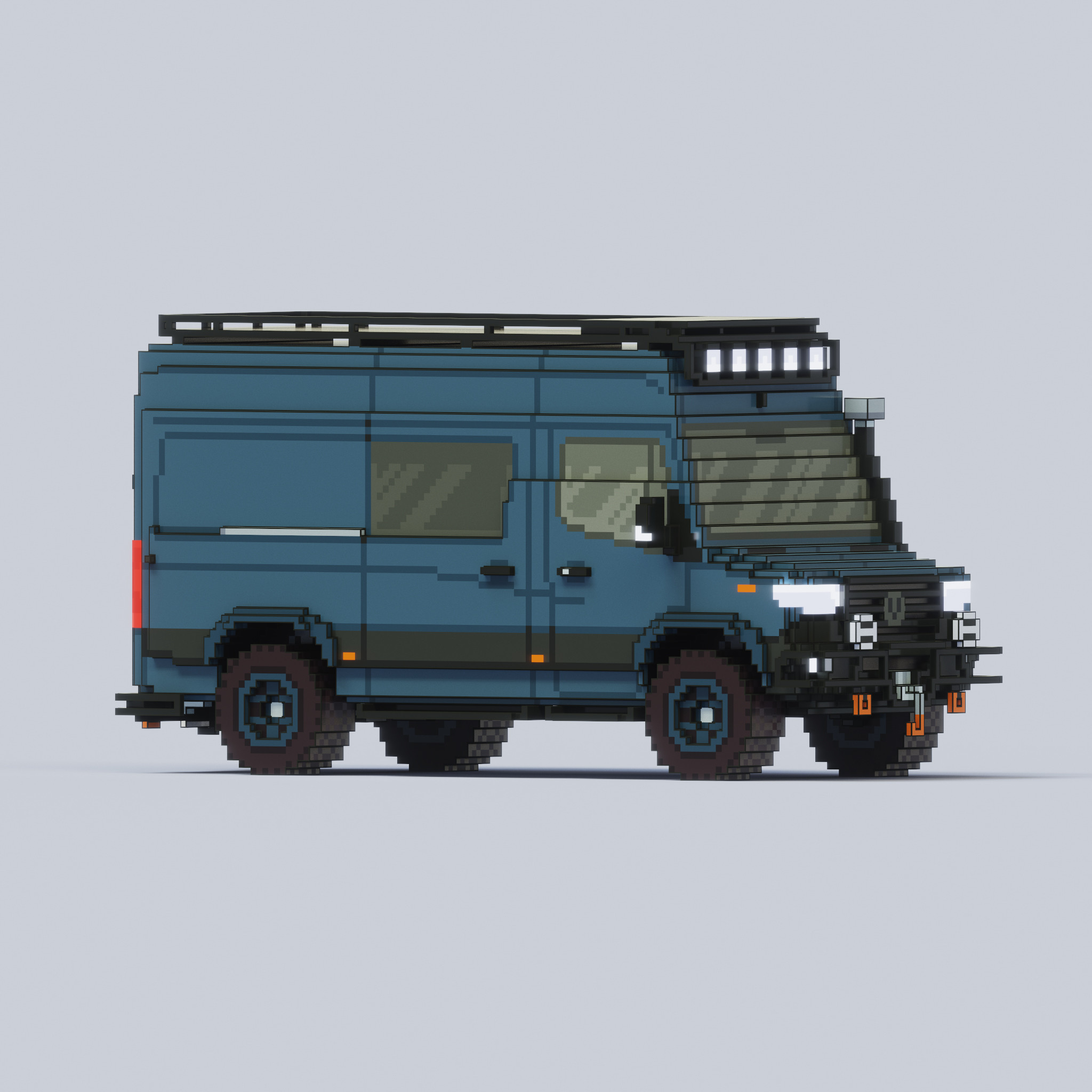 Voxel Voxel Mercedes-Benz Sprinter Van (Off-Road Conversion Kit) created and rendered using Magicavoxel.