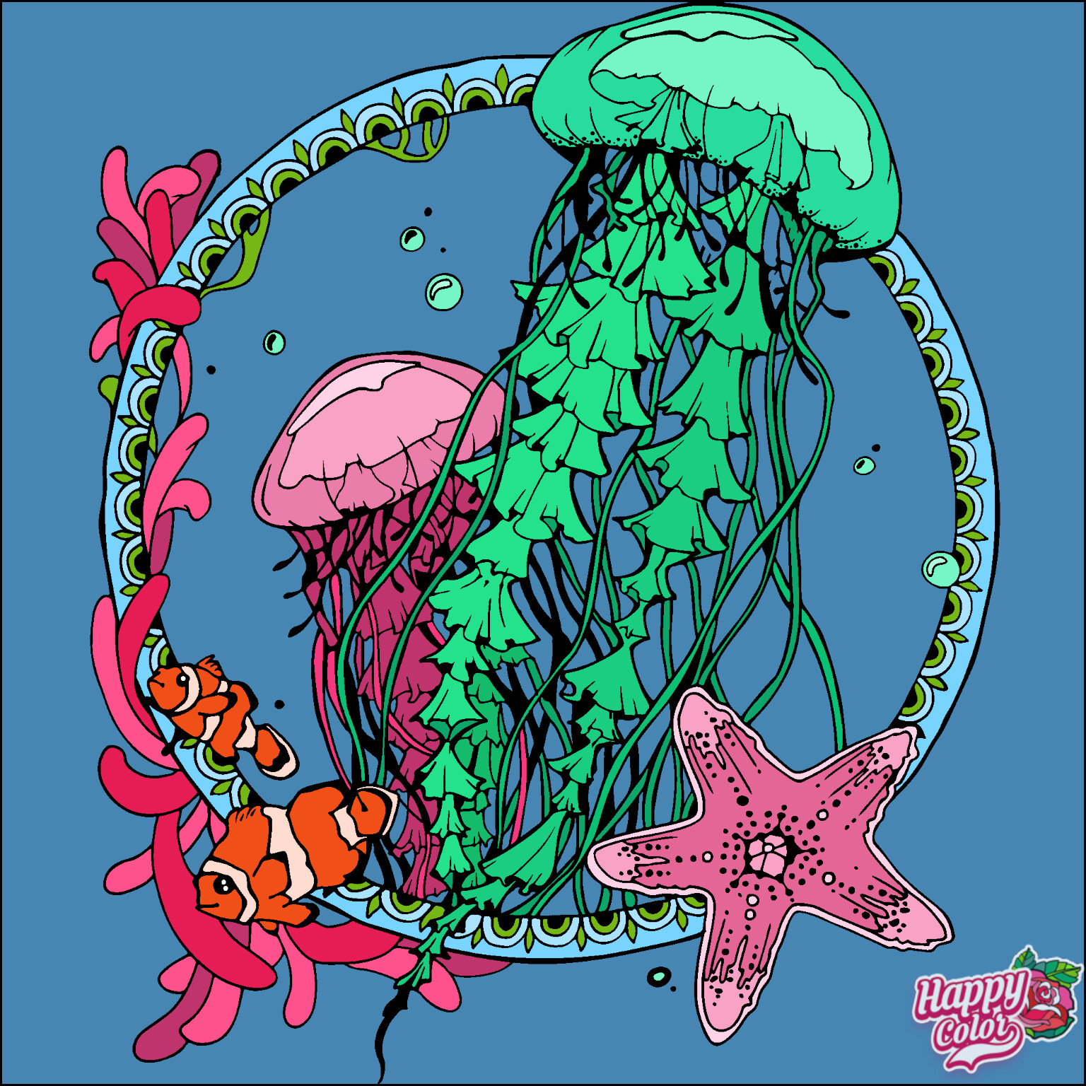 ArtStation - coloring page for adults; antistress drawing; ocean life ...