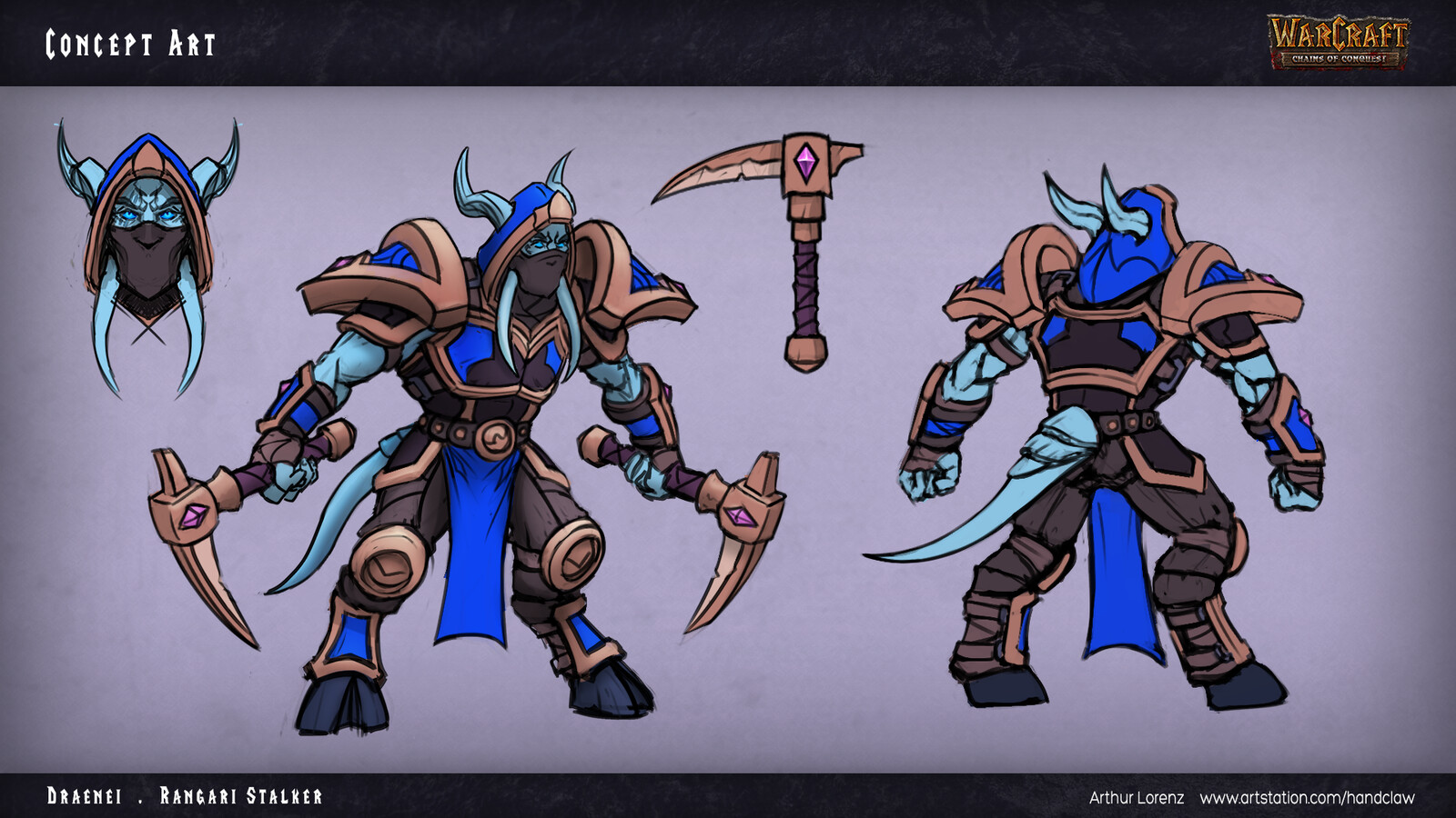 Concept Art - "Rangari Stalker" - Design for the melee unit of the Rangari mini faction in the Chains of Conquest campaign. 