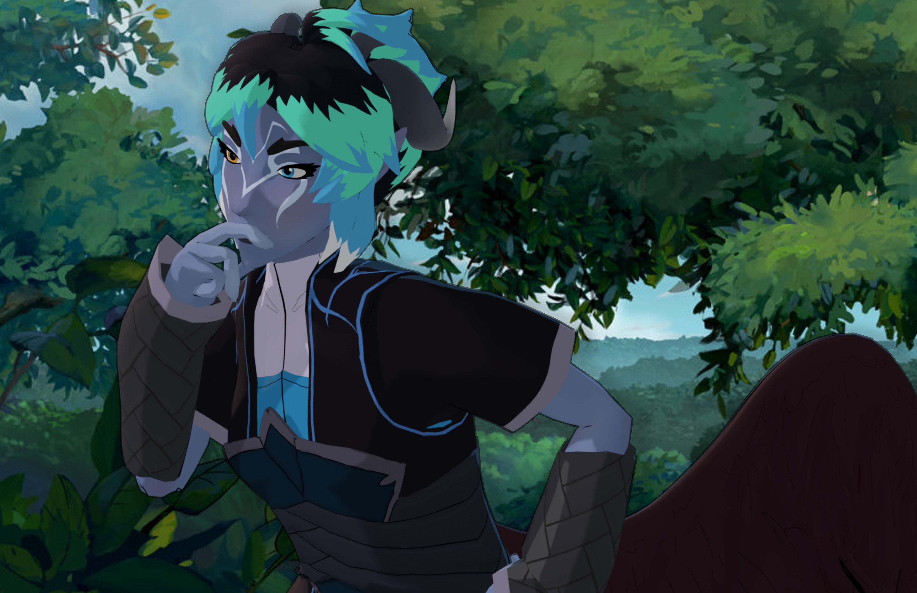 Back drop is a still from The Dragon Prince.