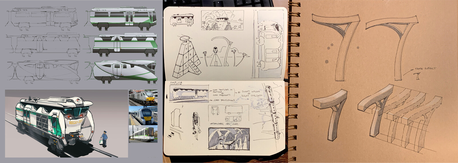 thumbnails and preparatory sketches