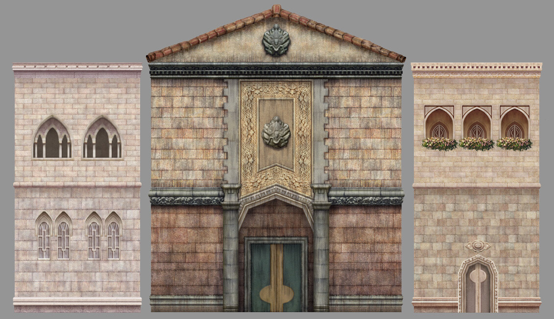Most of these textures are repeatable in 2 or four directions.  128 or 256 pixel square, 64x128 pixels.