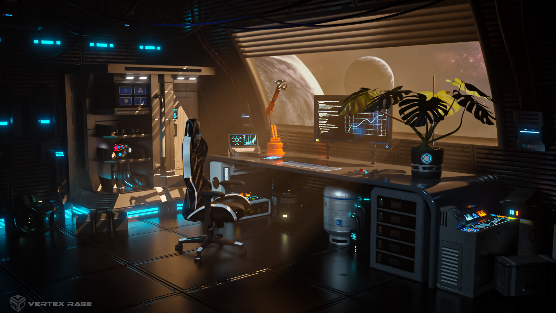 ArtStation Scifi space station office environment