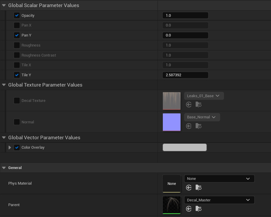 Material Instance for Decals