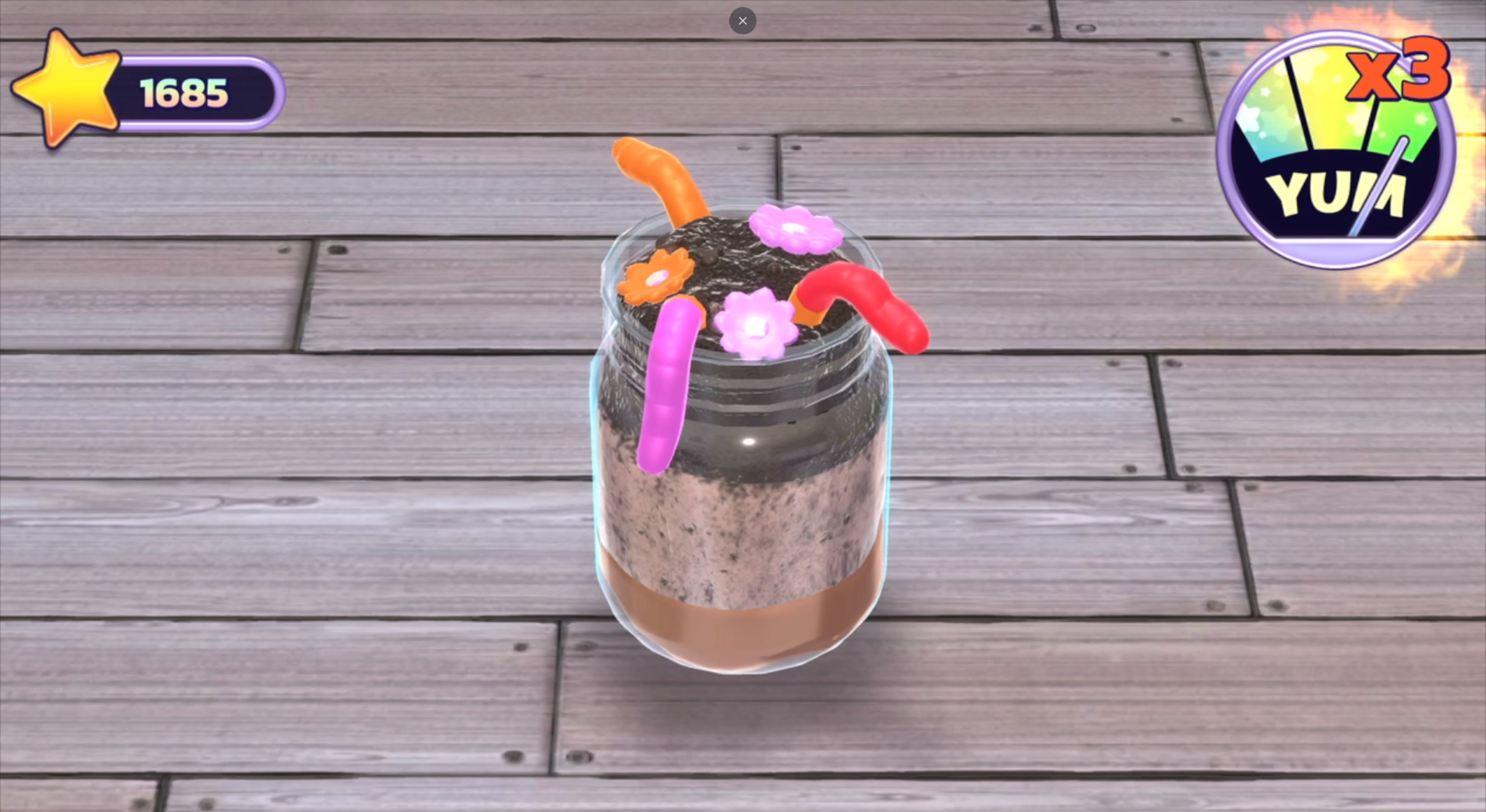 Screenshot showcasing the dirt pudding recipe that I had created for the game