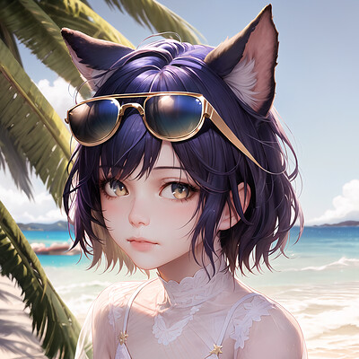Catgirl on the Beach II by Pawspite on DeviantArt