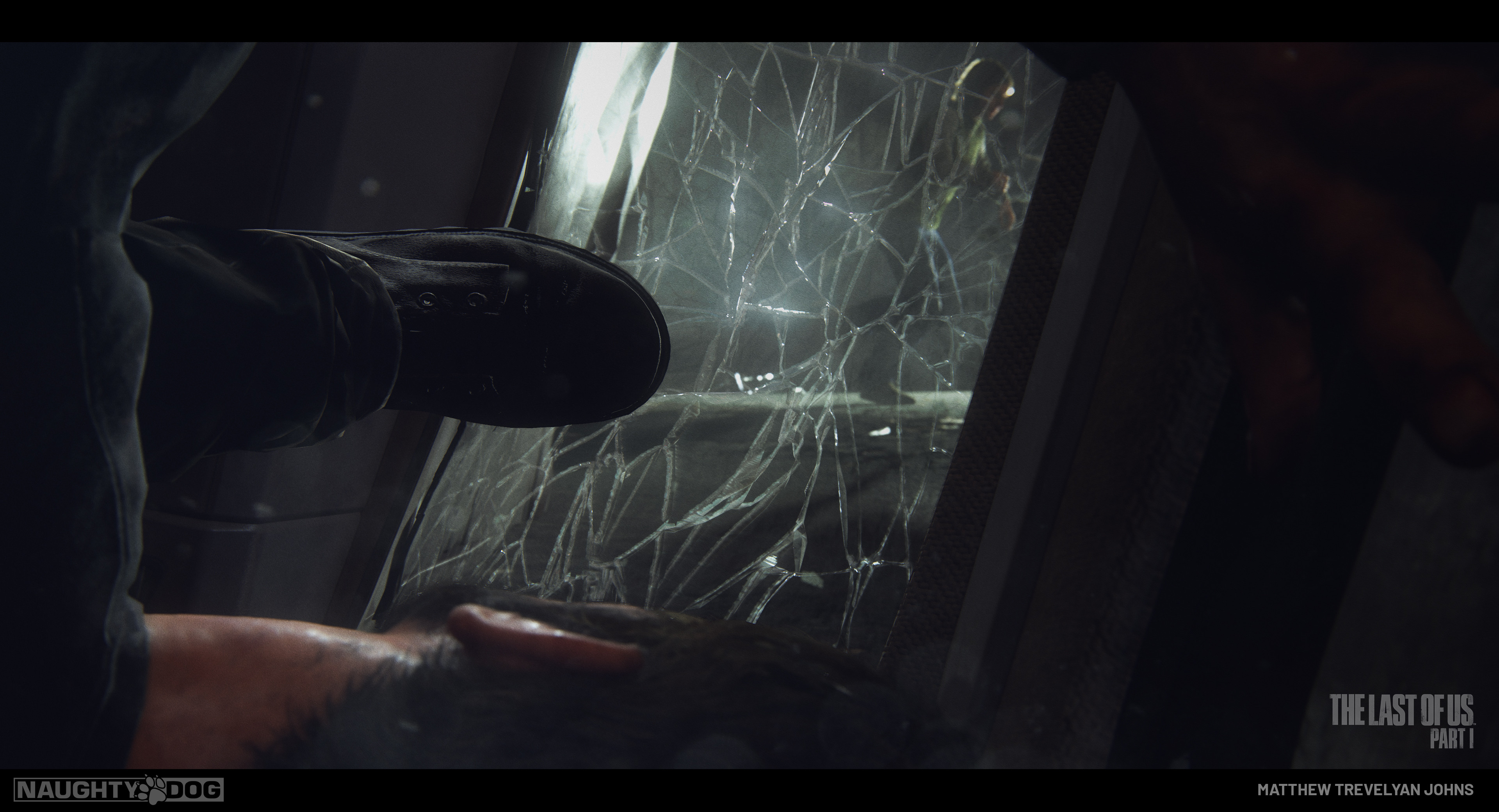 I used multiple normal maps, and varying layers of refraction and parallax occlusion that would be enabled in time with the different kick animations. I worked alongside Alex Rivera and Charlotte Francis of the technical team to achieve the final look