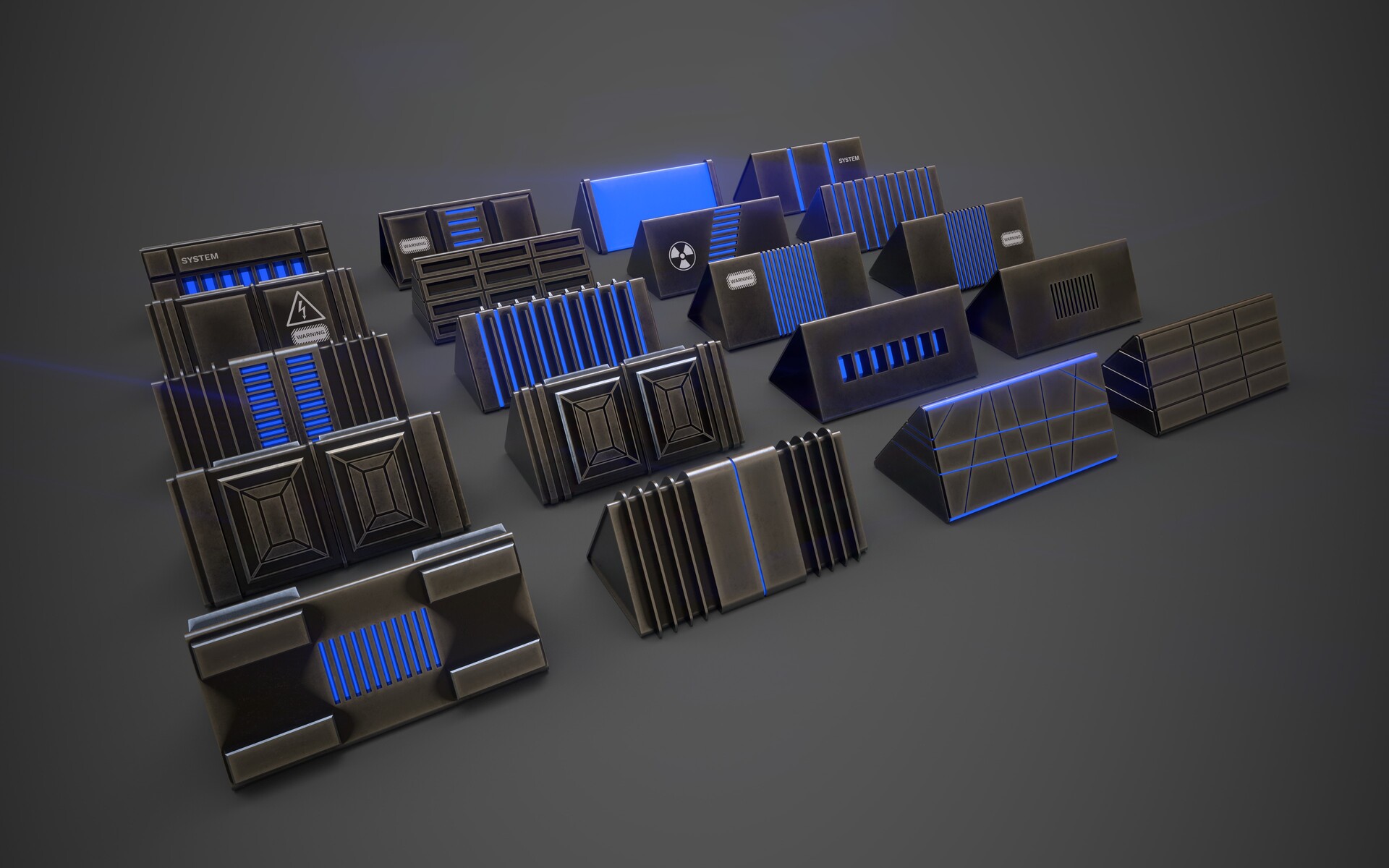 Artstation sci fi triangle box metal