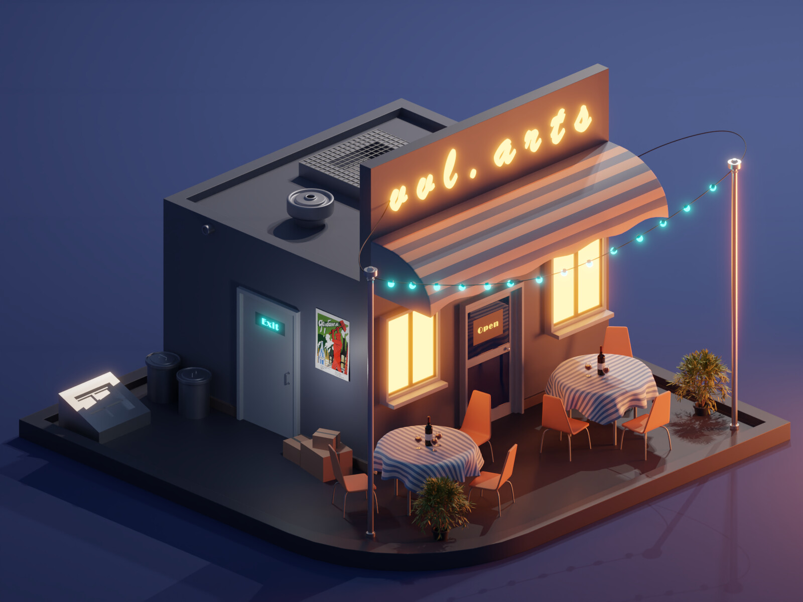 Creator night. Моделирование кафе. Моделирование ночное кафе. 3д моделирование кафе. Блендер для кафе.