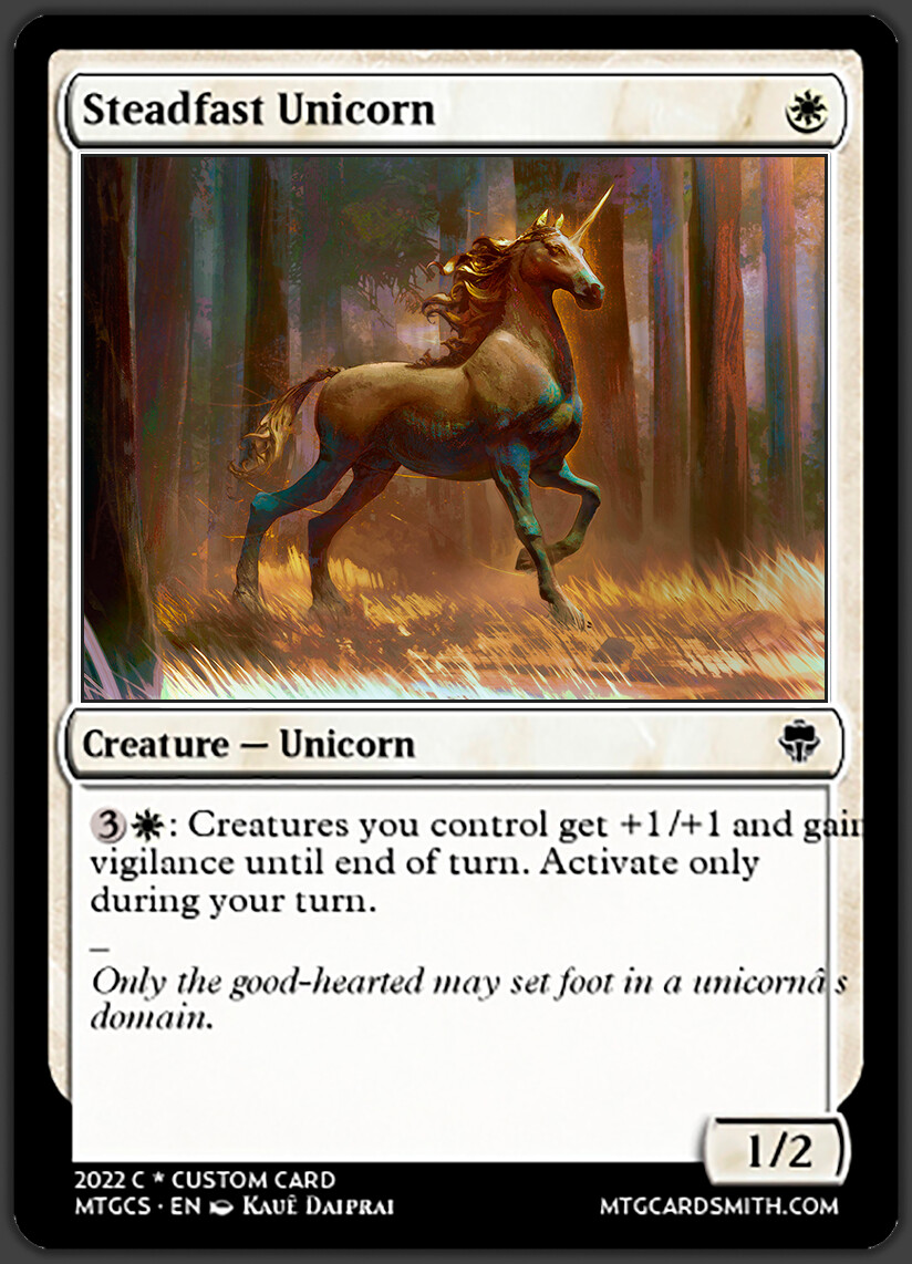 Kau Daiprai - Steadfast Unicorn - MTG Card Mockup