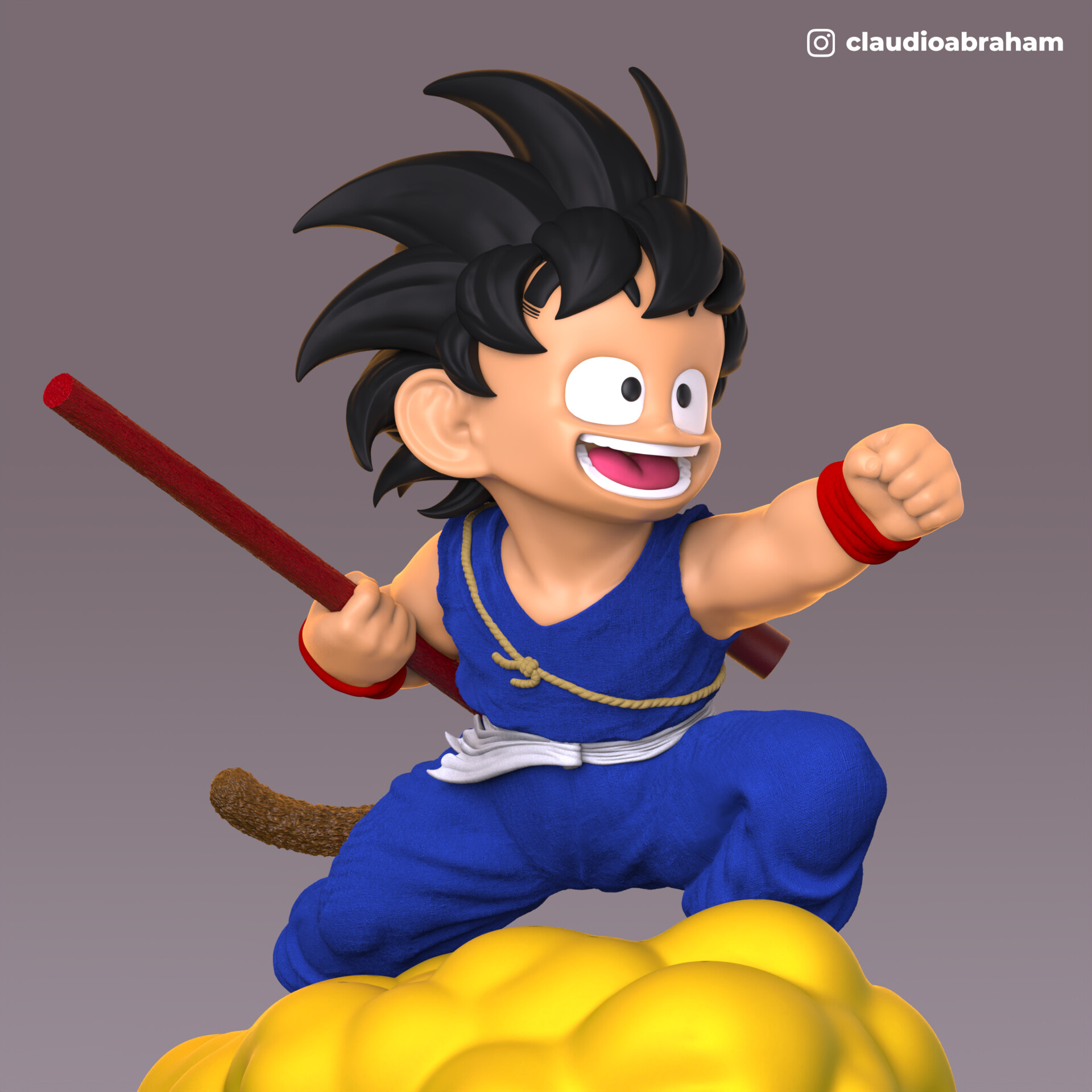 Kid Goku with Flying Nimbus - Blue Suit by Claudio Abraham