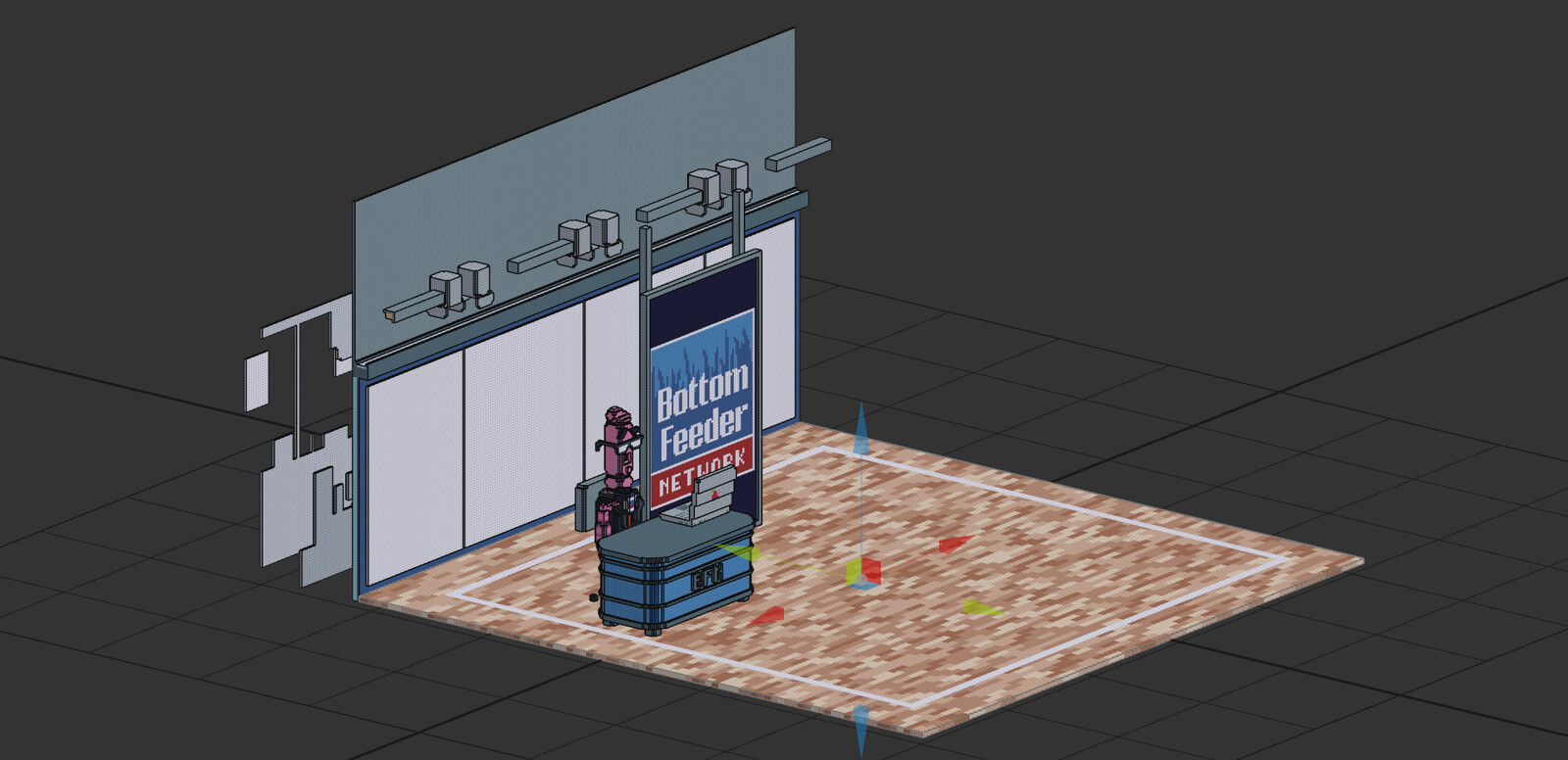 Magicavoxel workspace view of the Politics: A Worm's Perspective voxel model.