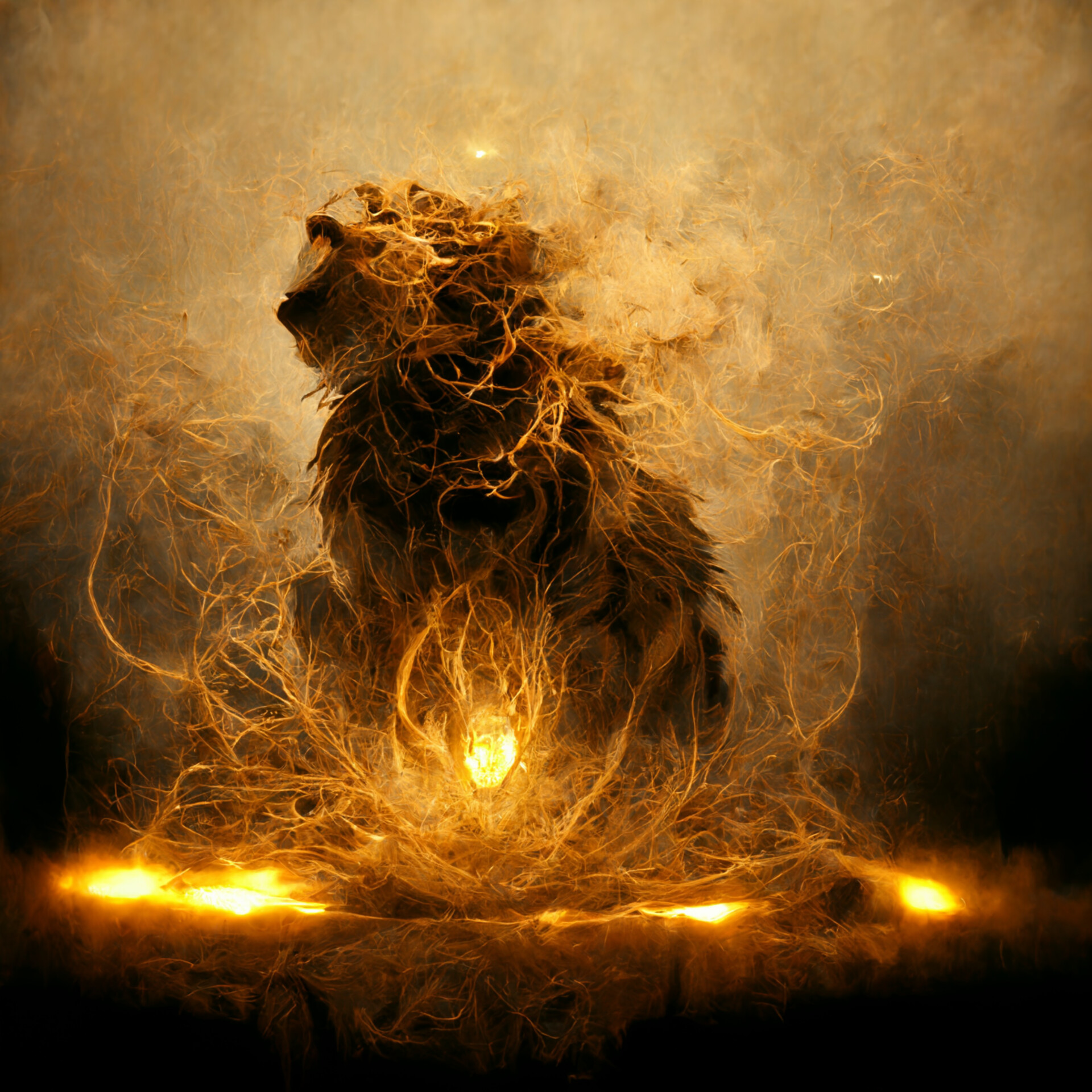 flaming lion