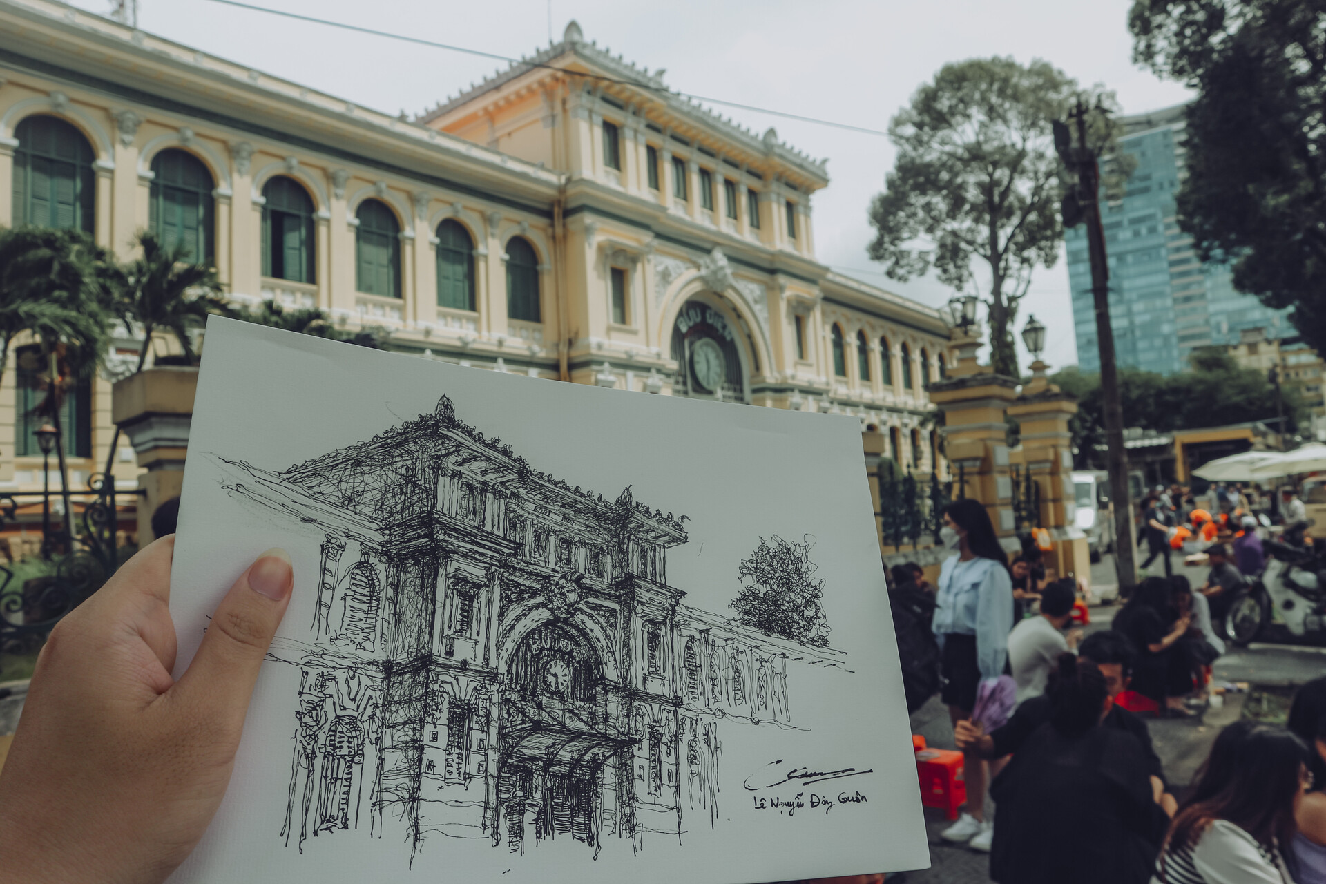 ArtStation - Urban Sketchers Vietnam - Vẽ ký họa bưu điện trung tâm thành  phố Sài Gòn Việt Nam - Quan Art Drawing