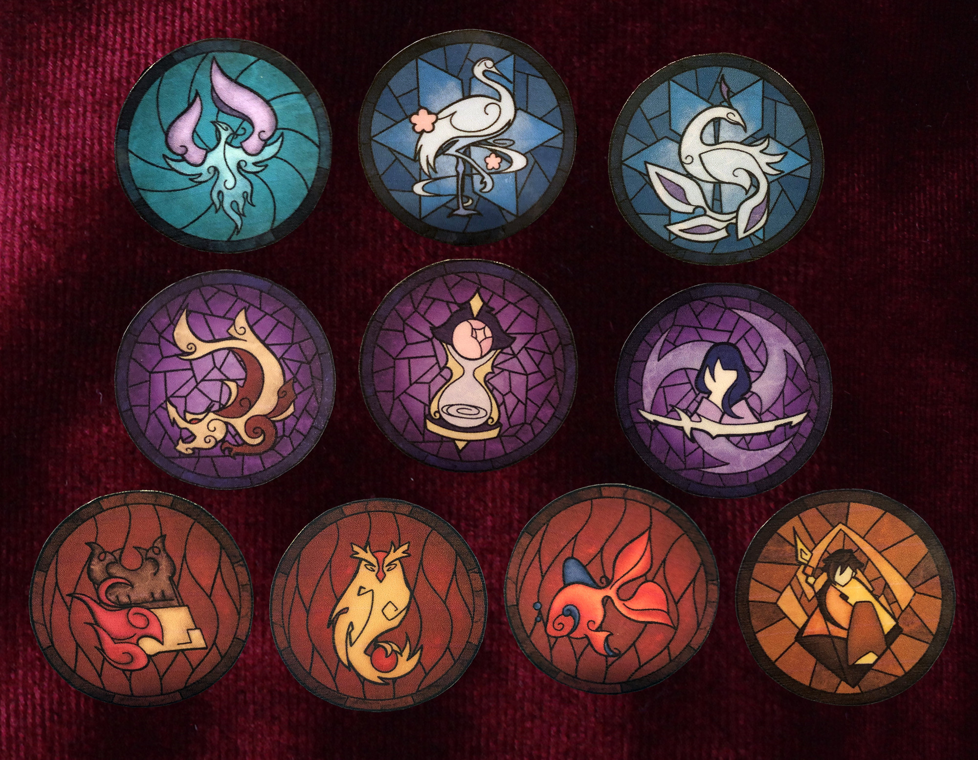 All 10 stickers together